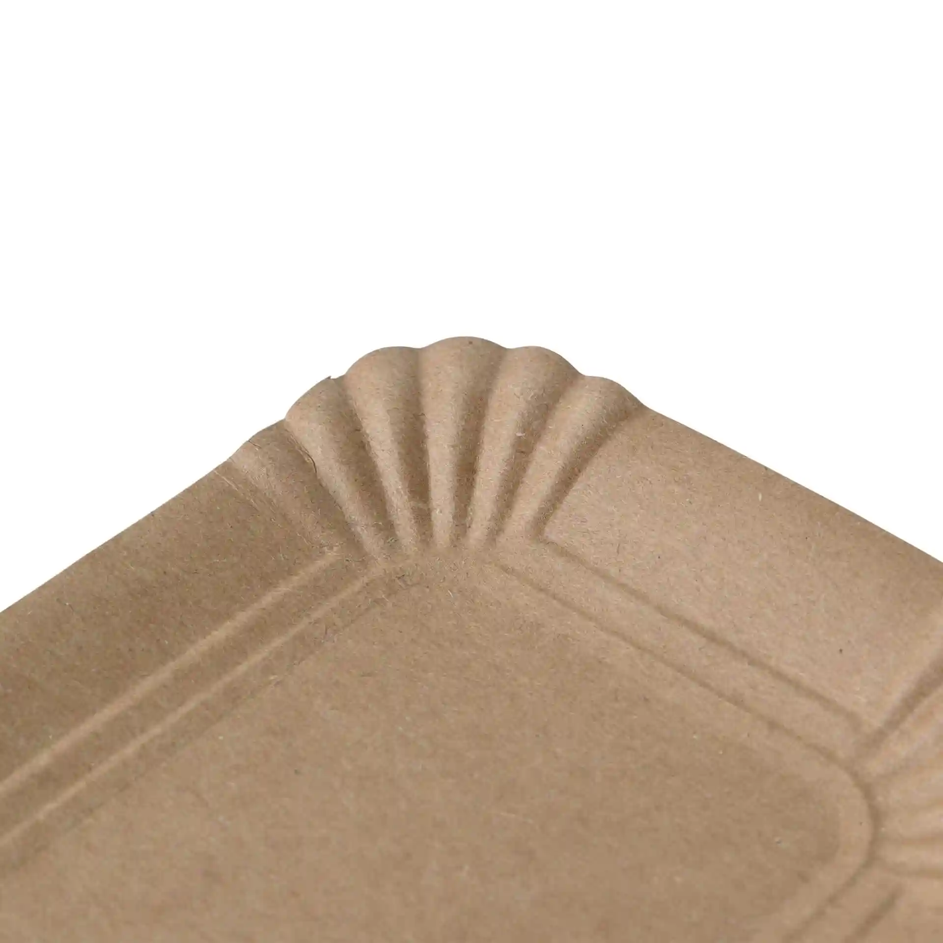 Brown rectangular cardboard plate with a decorative edge, measuring 177 mm by 80 mm.