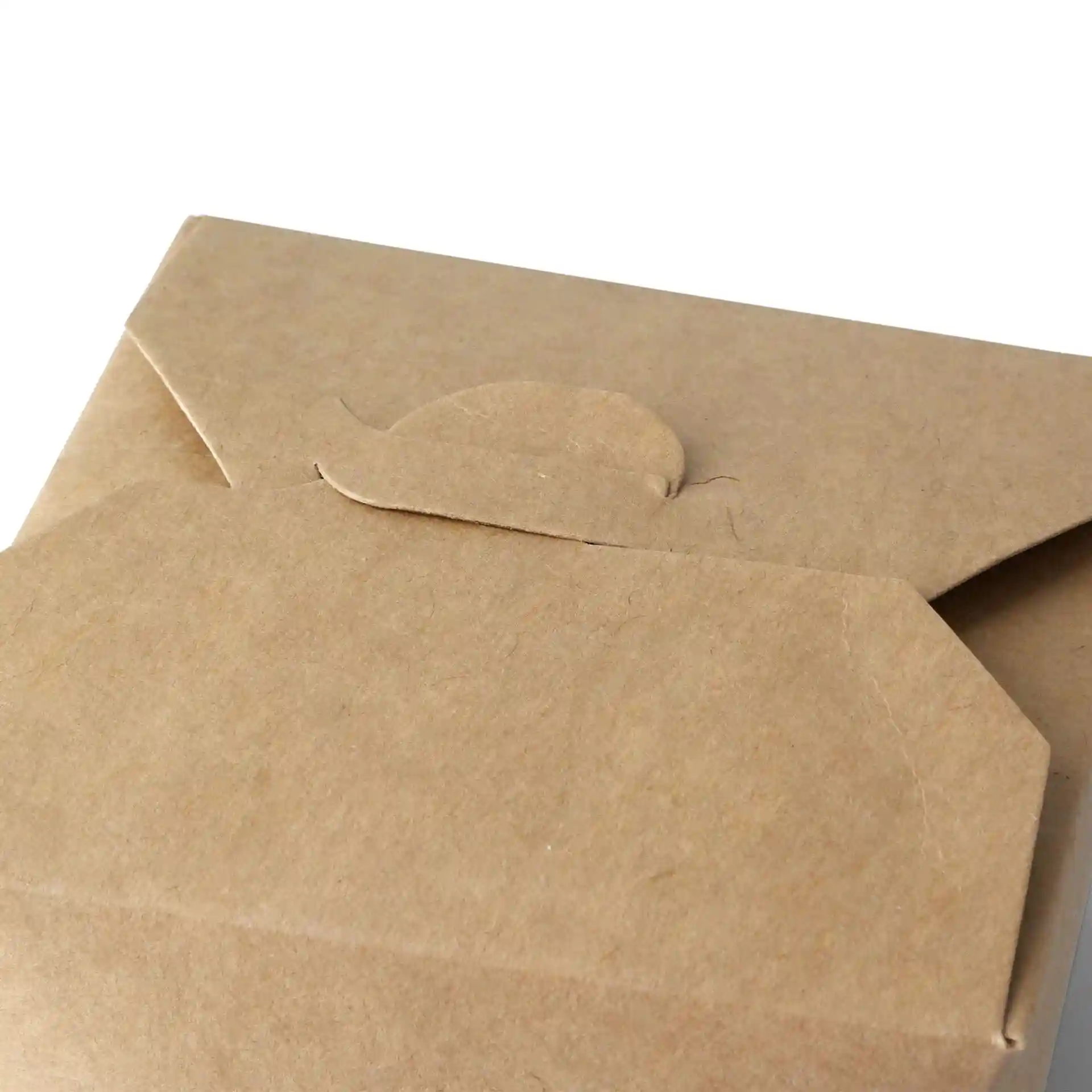Brown cardboard noodle box with a flap closure, measuring 95 mm in height and 95 mm in width.