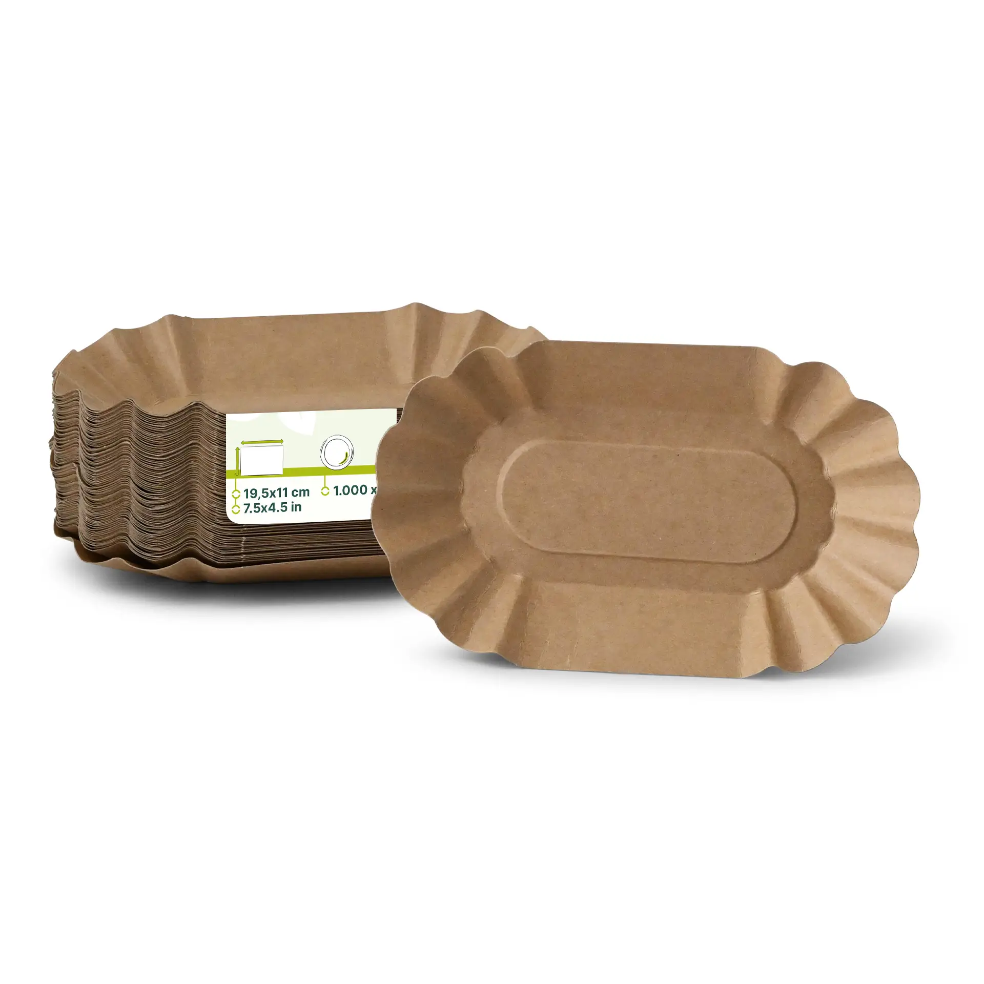 Paper food trays 19.5 x 11 x 3 cm, kraft, oval Paper food trays 19.5 x 11 x 3 cm, kraft, oval