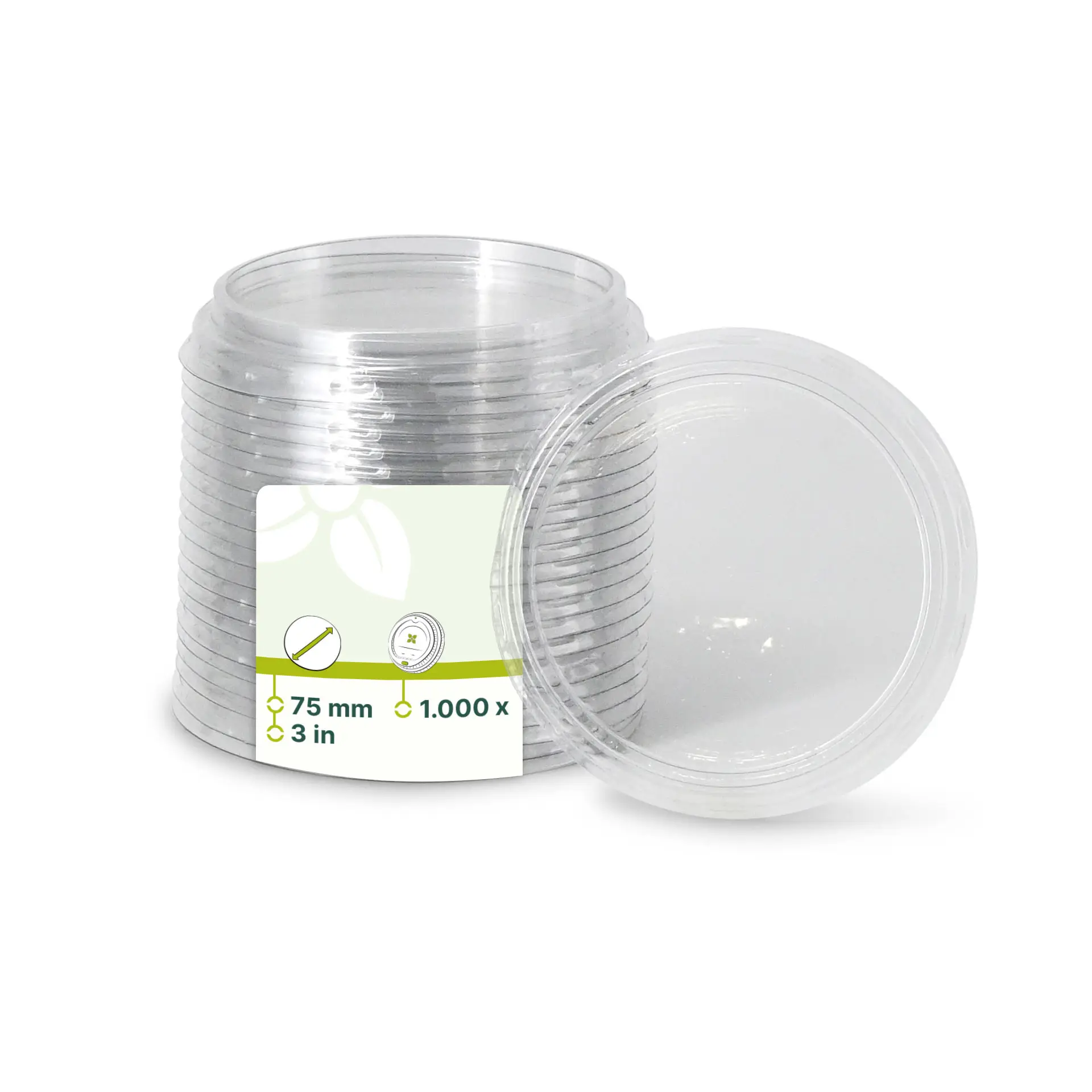 rPET-Deckel Ø 75 mm, transparent, rund