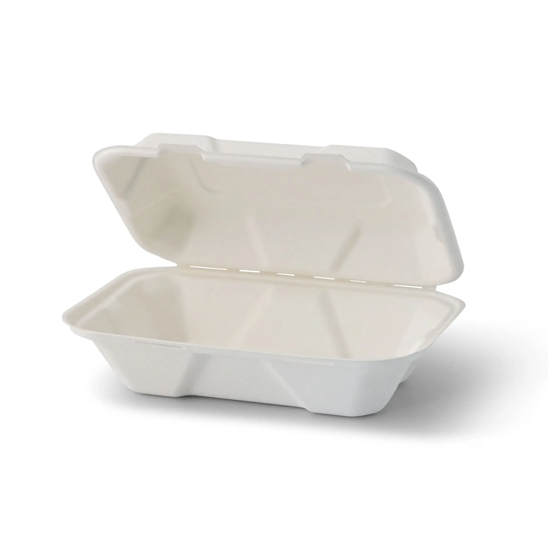 Take-away Boxen aus Zuckerrohr 23 x 15,5 x 7,5 cm, rechteckig Take-away Boxen aus Zuckerrohr 23 x 15,5 x 7,5 cm, rechteckig