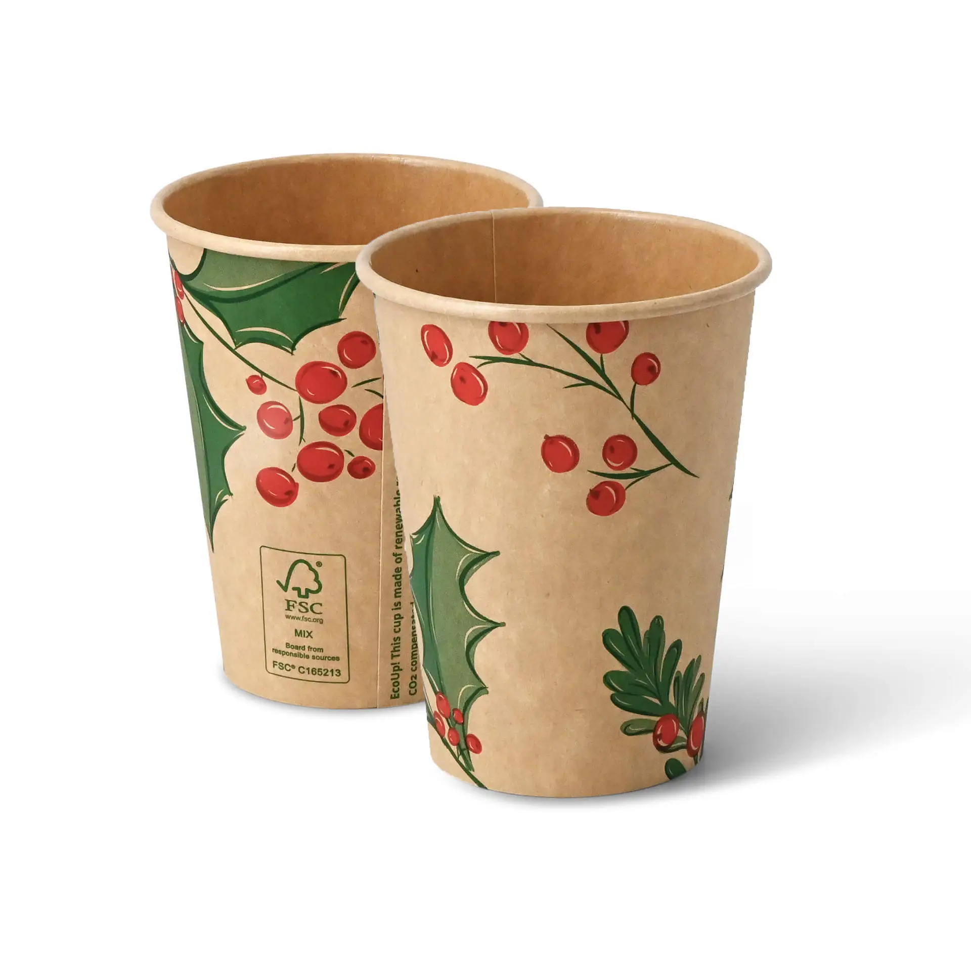 12 oz Paper cups Winter "Branches", Ø 90 mm, unbleached