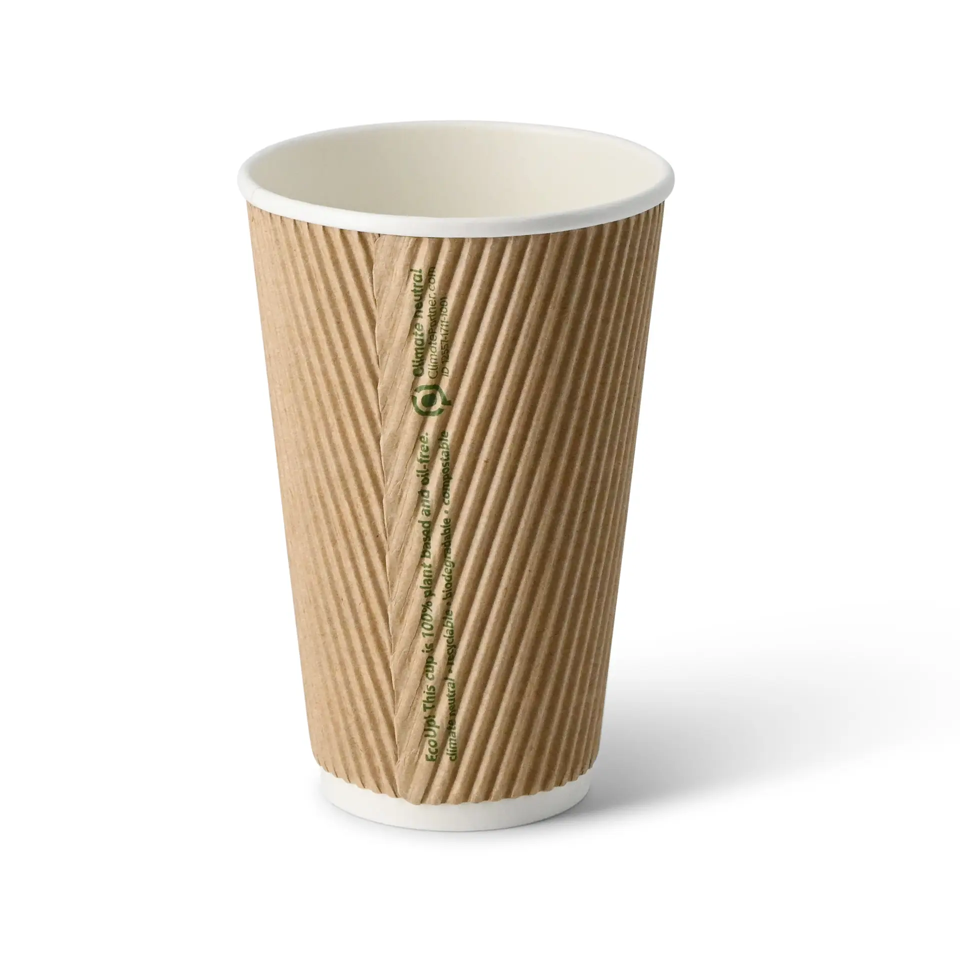 16 oz Takeaway coffee cups / Ripple cups, Ø 90 mm, kraft dhd04962-riffelbecher-coffee-to-go-becher-400-ml-16-oz-90-mm-braun-innen-weiss-2