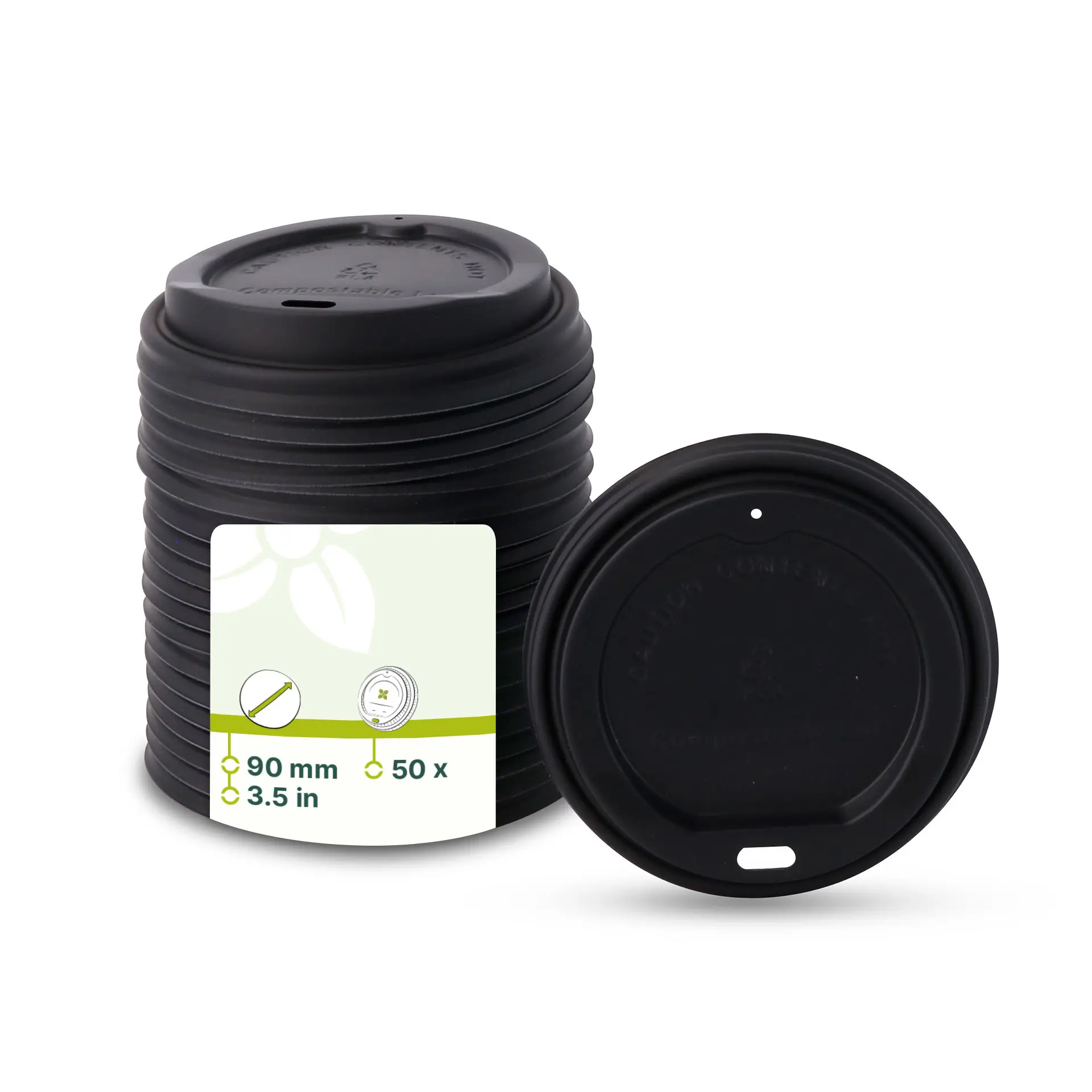 CPLA lid Ø 90 mm, black, drinking hole CPLA lid Ø 90 mm, black, drinking hole