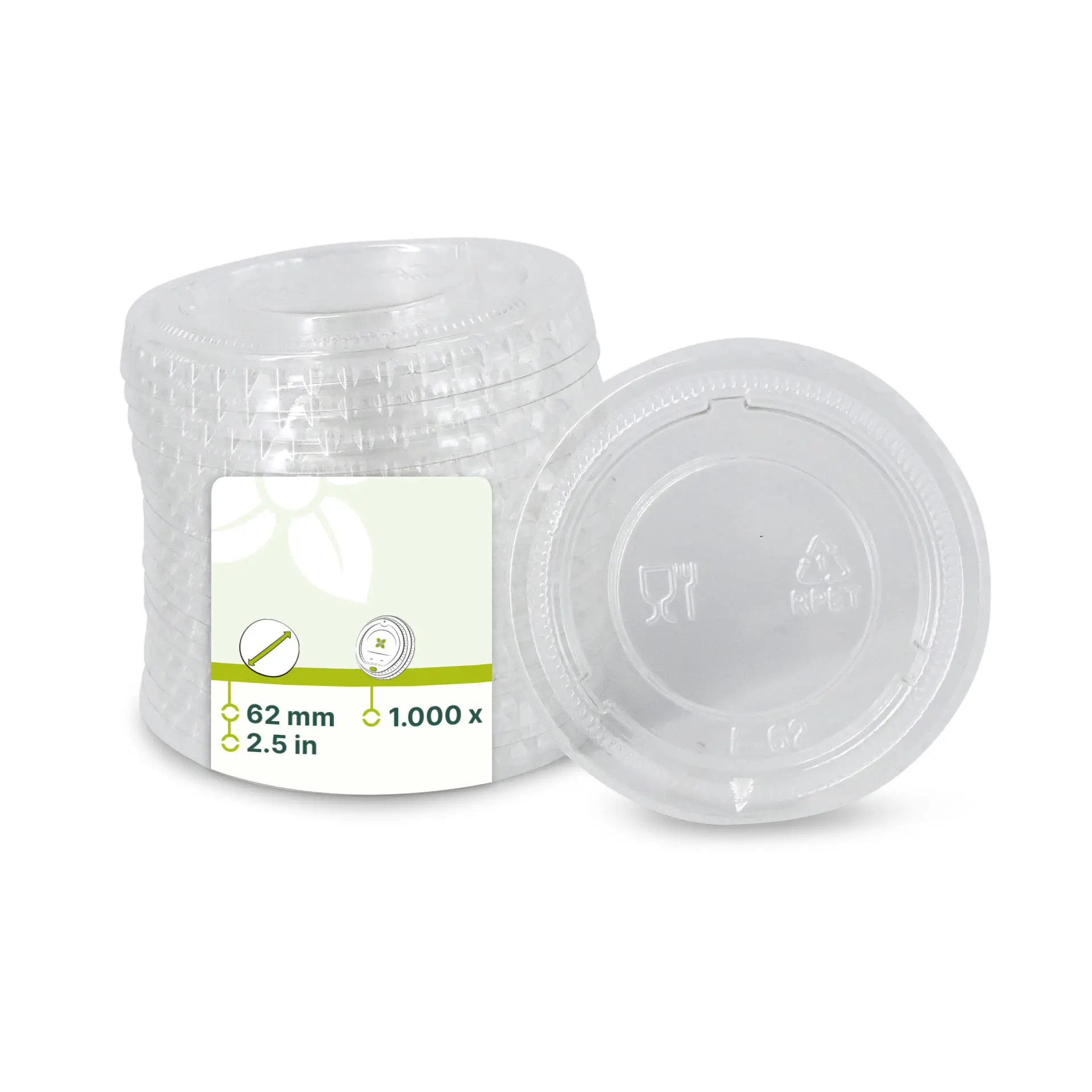 rPET-Deckel Ø 62 mm, transparent rPET-Deckel Ø 62 mm, transparent