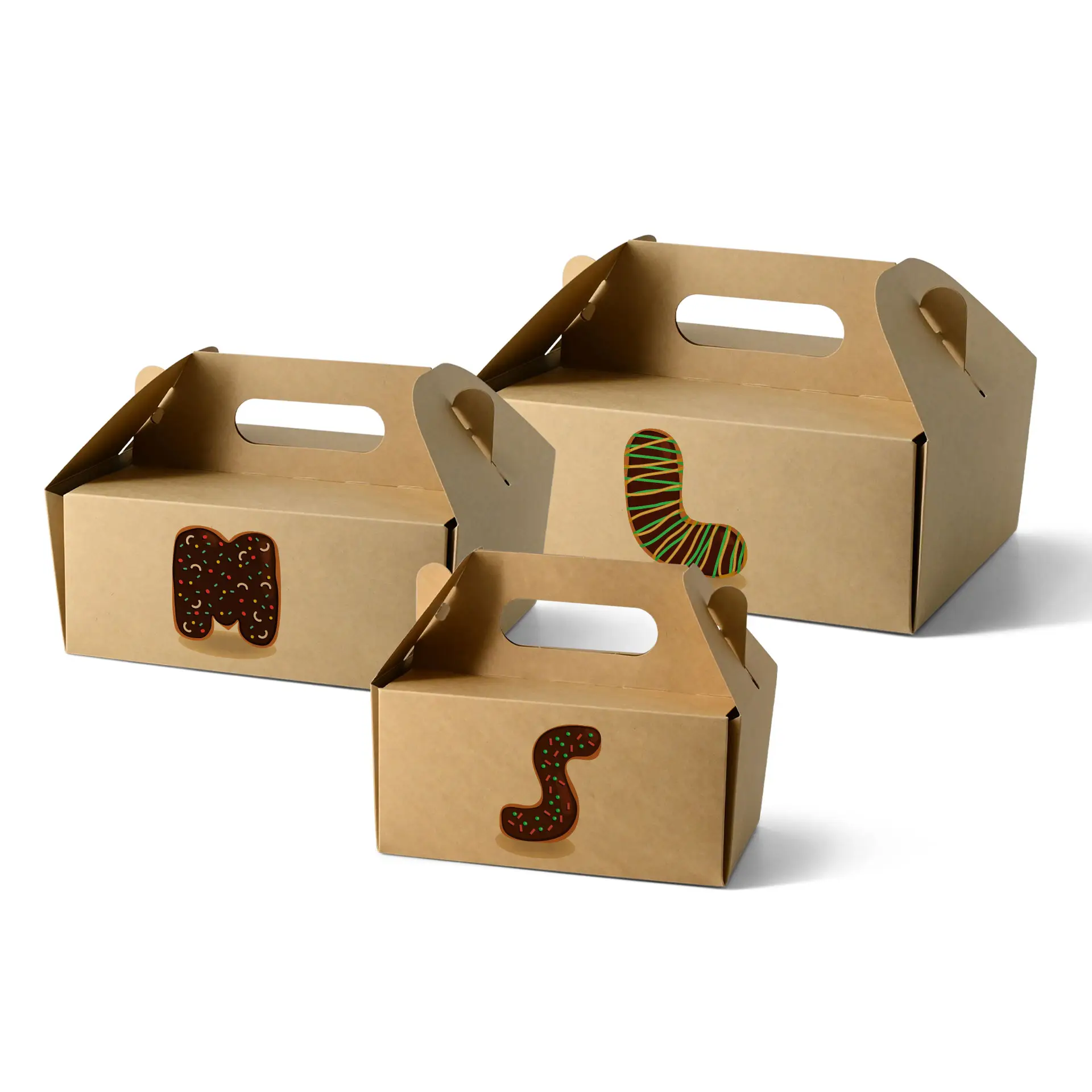 Kuchenboxen bedruckt, 21 x 16 x 9 cm, braun