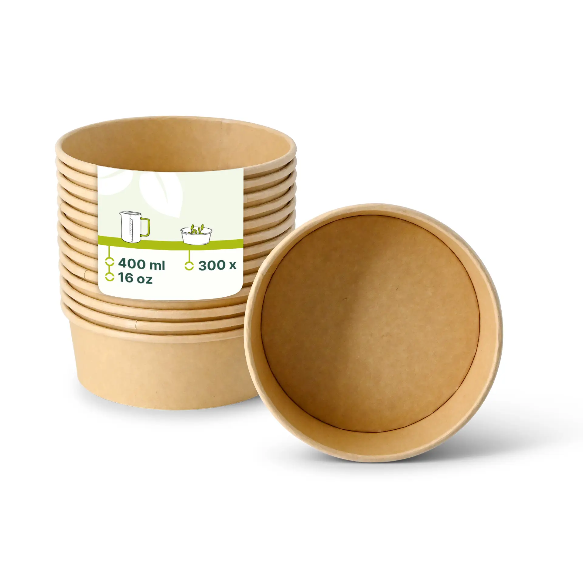 Cardboard Bowl / Salad Bowl (eco-friendly coating) 400 ml, Ø 150 mm, brown, round