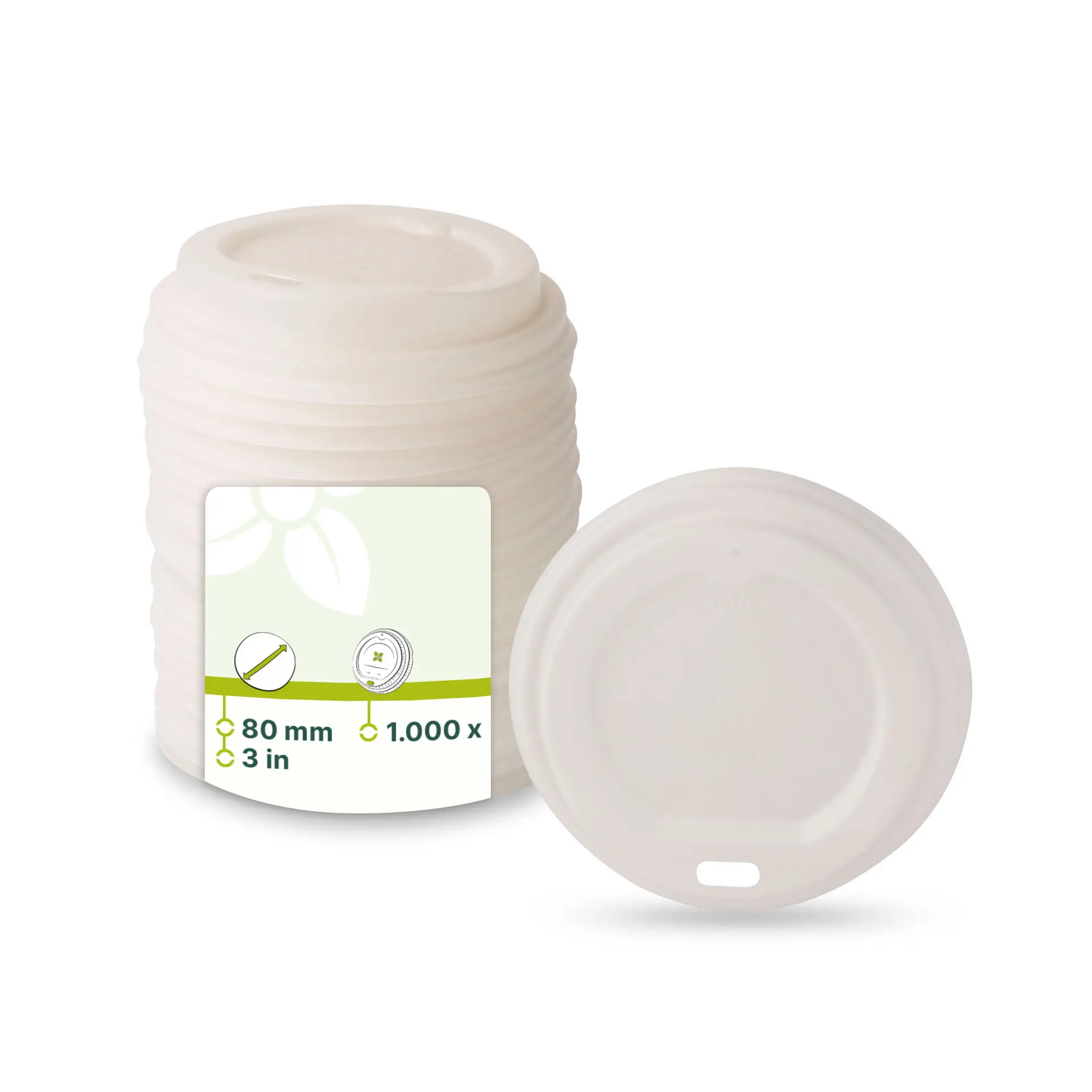 CPLA lid Ø 80 mm, white, drinking hole CPLA lid Ø 80 mm, white, drinking hole