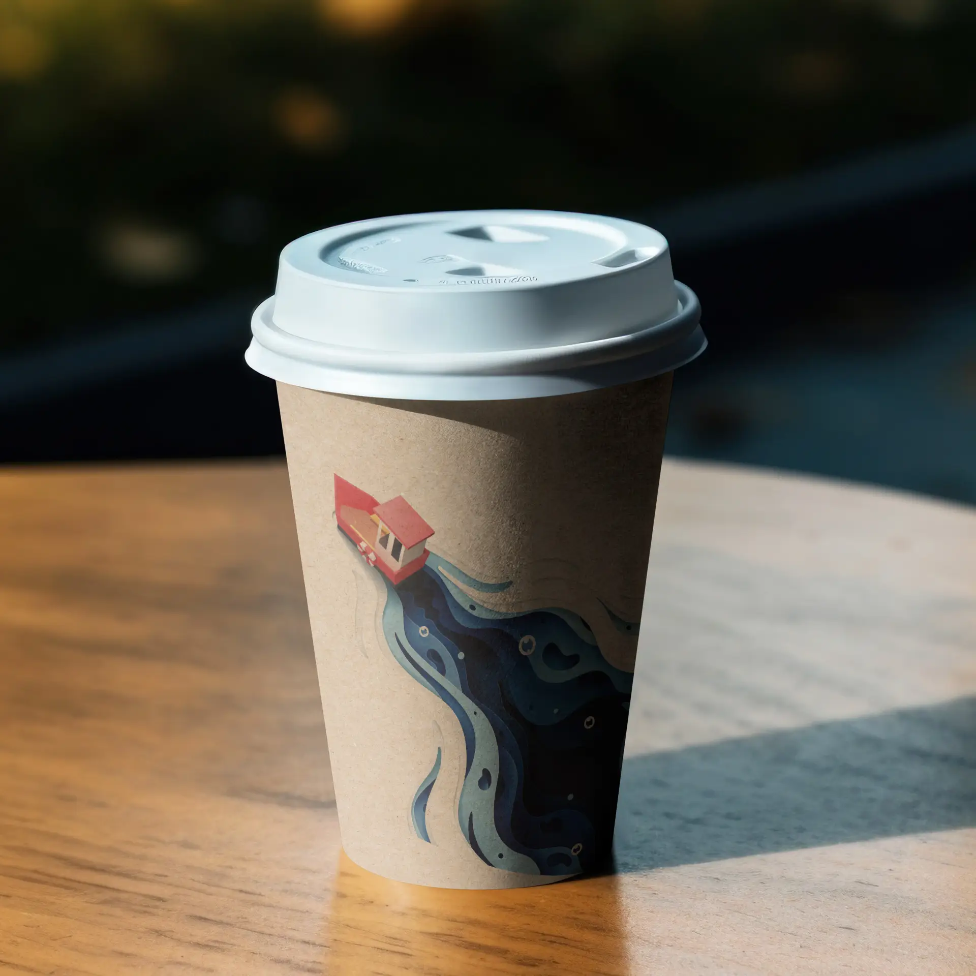 Paper cups with logo (single-wall), 300 ml / 12 oz, brown, PLA coated Paper cups with logo (single-wall), 300 ml / 12 oz, brown, PLA coated