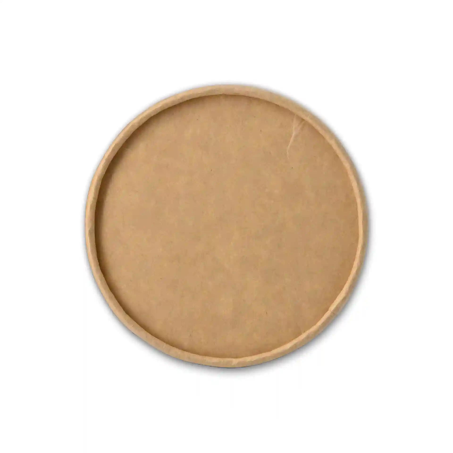 Runder brauner Kartondeckel für 4oz-16oz Eisbecher, mit einem Durchmesser von 93 mm und einer Höhe von 14 mm.