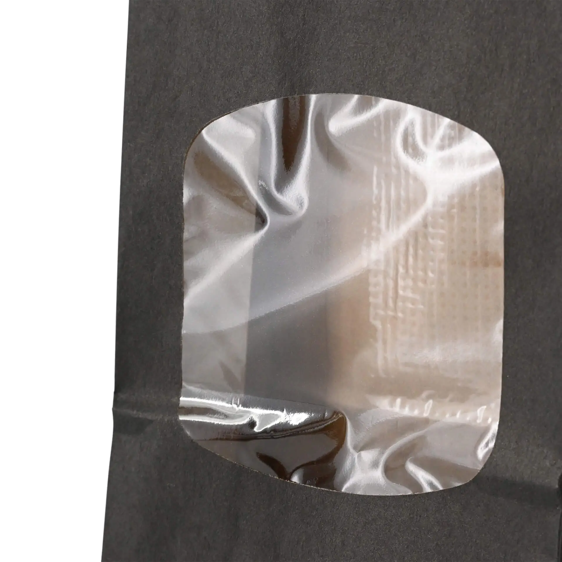 Blockbeutel m. Fenster S, 9 x 4,5 x 26 cm, PP-Folie, schwarz, Clipband, Kraftpapier