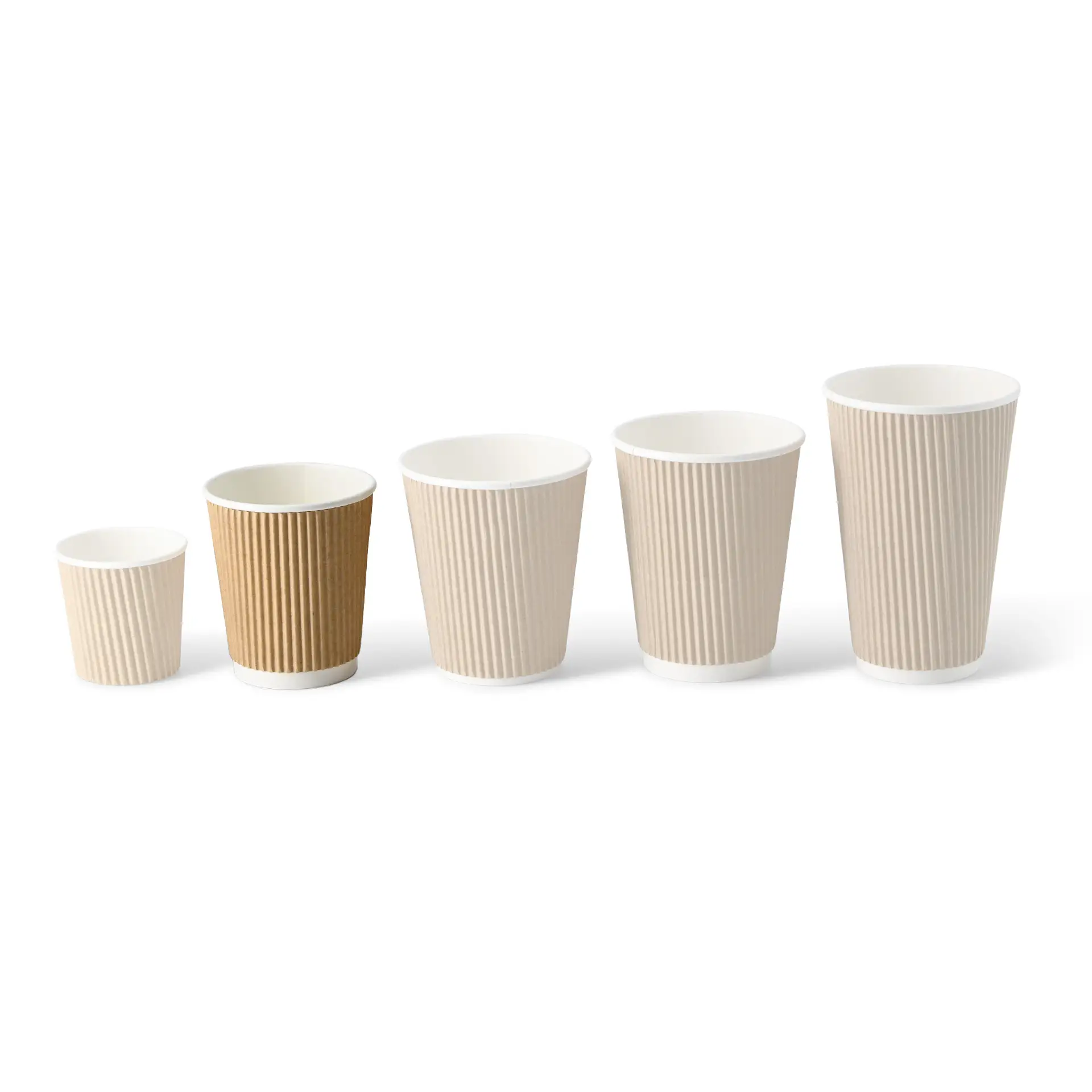 8 oz Take away coffee cups (coated) / Ripple cups, Ø 80 mm, brown, inner white con10024-01-0-riffelbecher-beschichtet-coffee-to-go-becher-200-ml-8-oz-80-mm-braun-innen-weiss-9