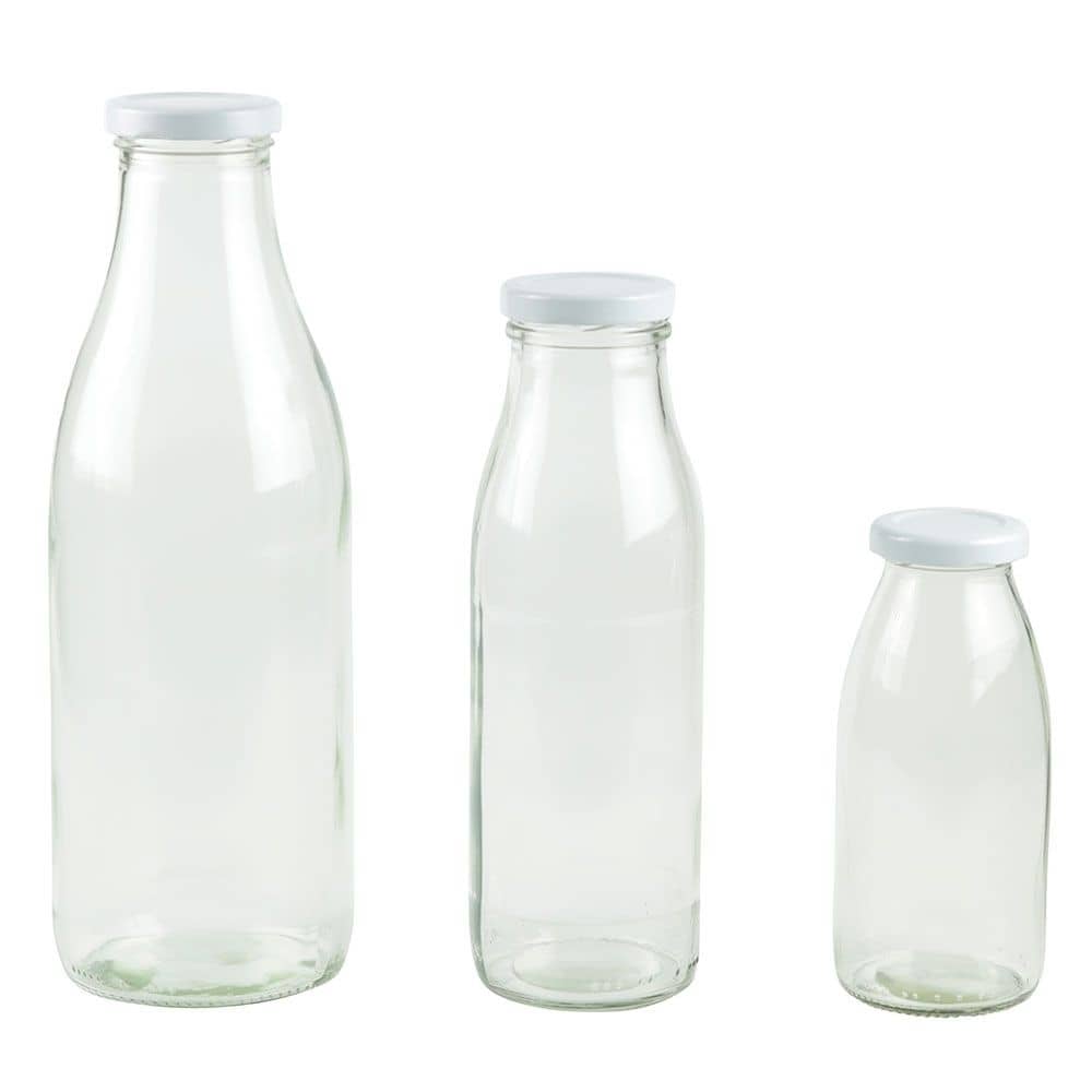 Saft-Flaschen 250 ml, klar, Deckel weiß