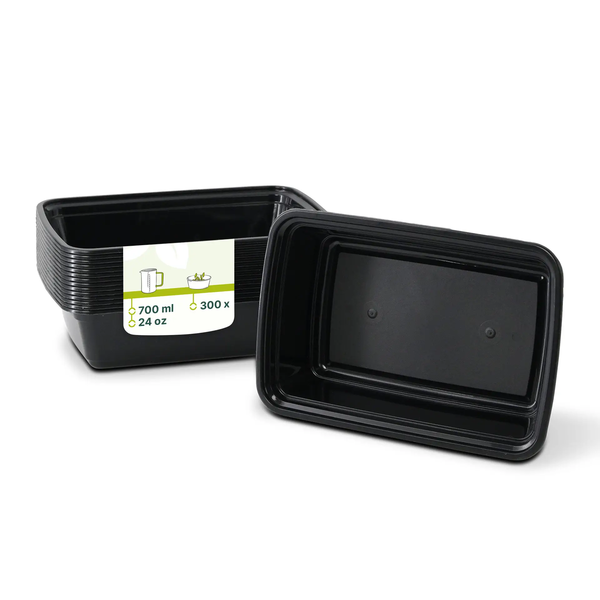 Reusable container made of PP 700 ml, rectangular, black