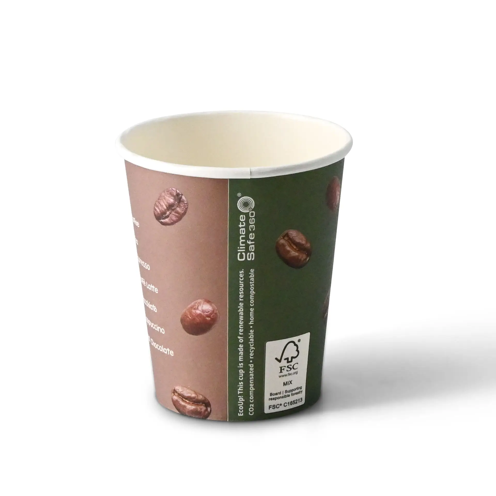 Pappbecher bedruckt "Kaffee"  200 ml / 8 oz, Ø 80 mm