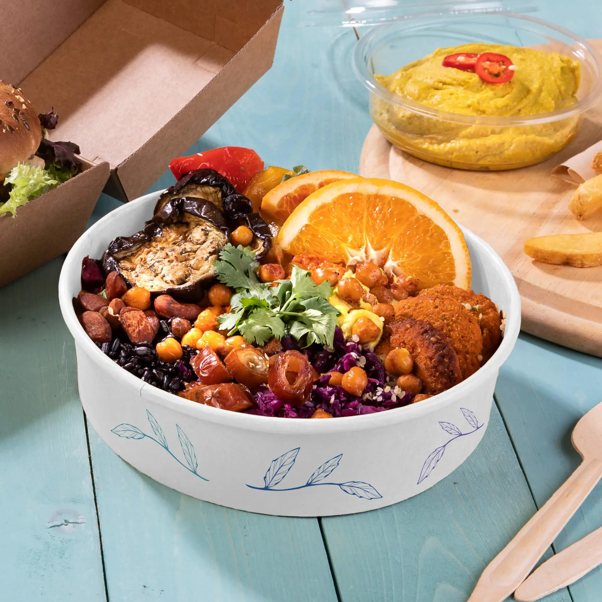 Salatschalen bedrucken / Bowls bedruckt, 700 ml, Ø 185 mm, weiß, PLA-beschichtet