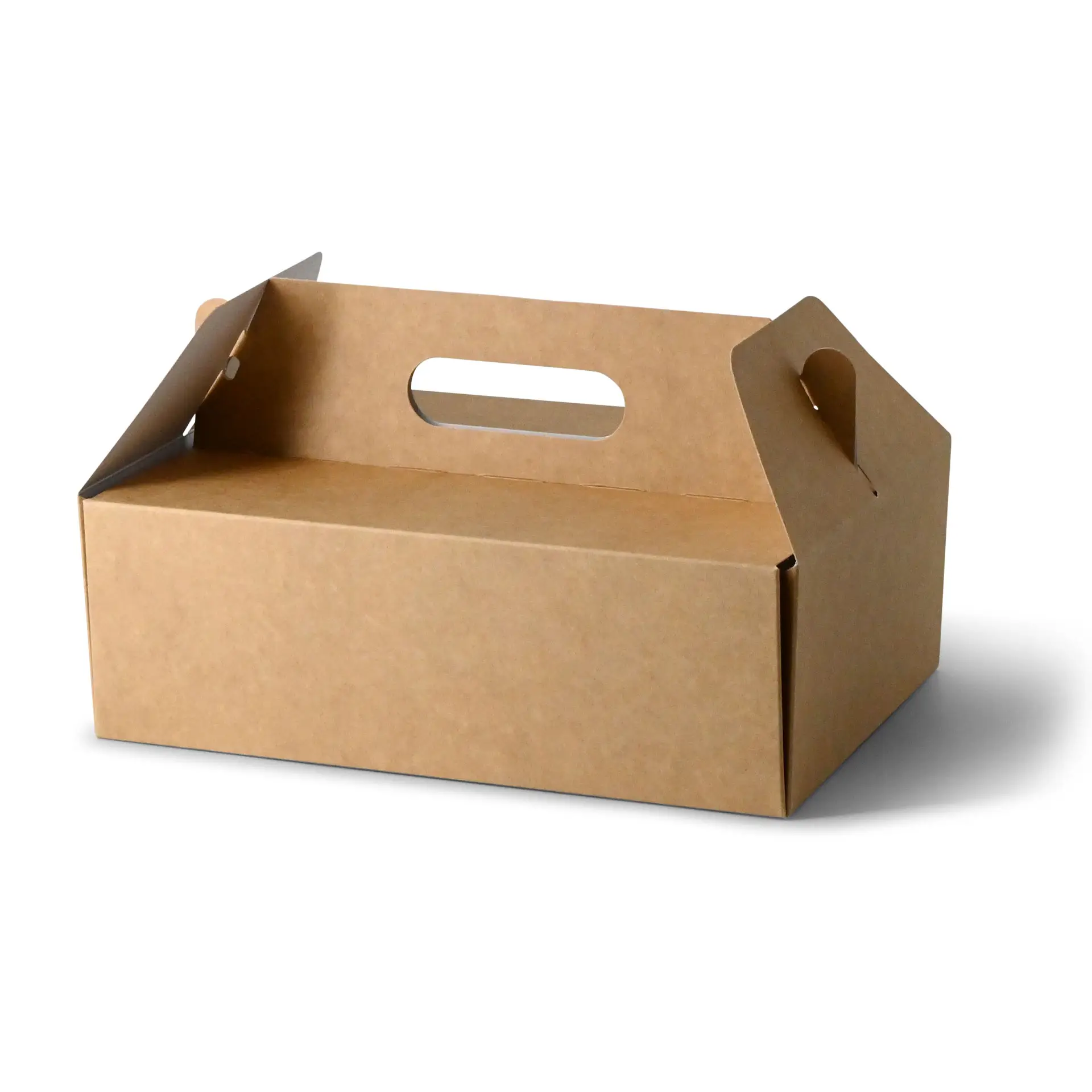 Kuchenbox aus Pappe mit Griff L, 26 x 17 x 9 cm, braun, faltbar