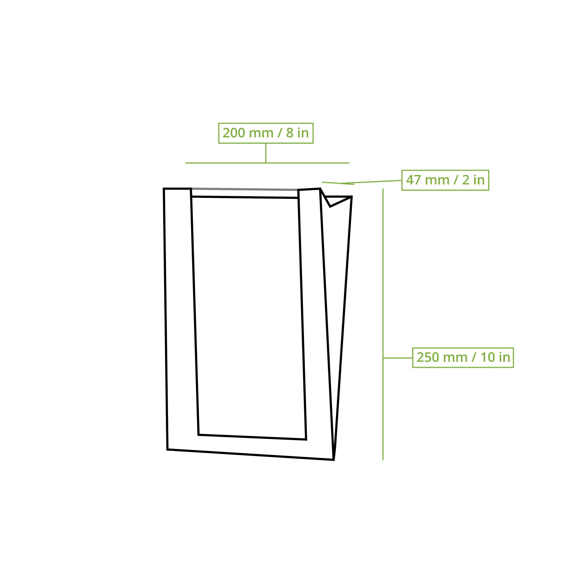 Flat paper bread bag with Window S, 20 x 5 x 25 cm, brown