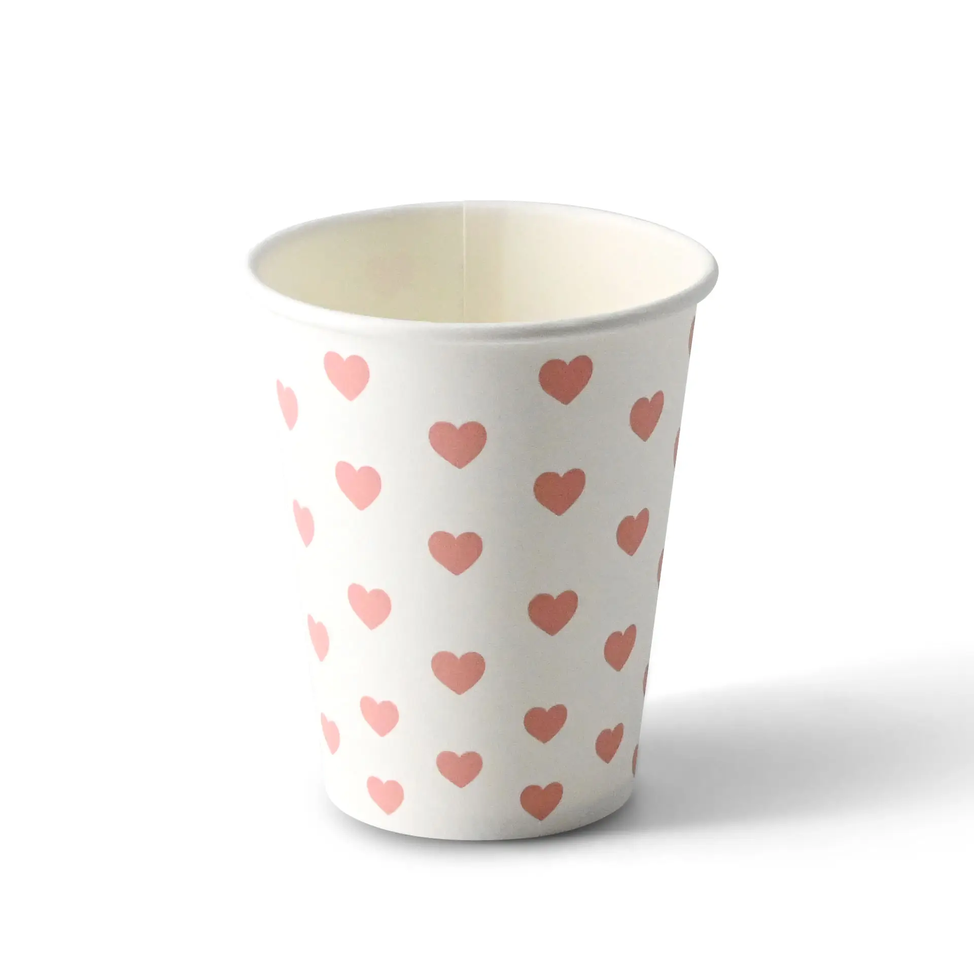 8 oz Paper cup printed with "Hearts" (coated), Ø 80 mm, white