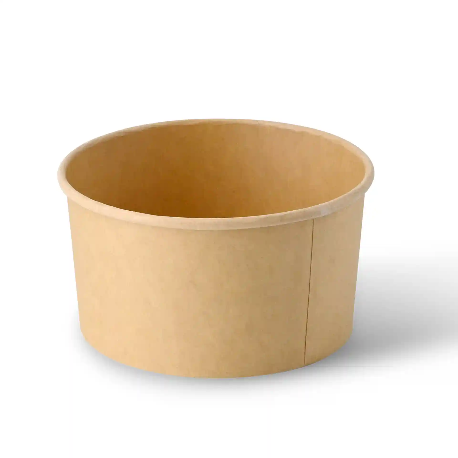 Brown cardboard bowl with a round shape, 150 mm diameter, and 75 mm height. Suitable for various food items.