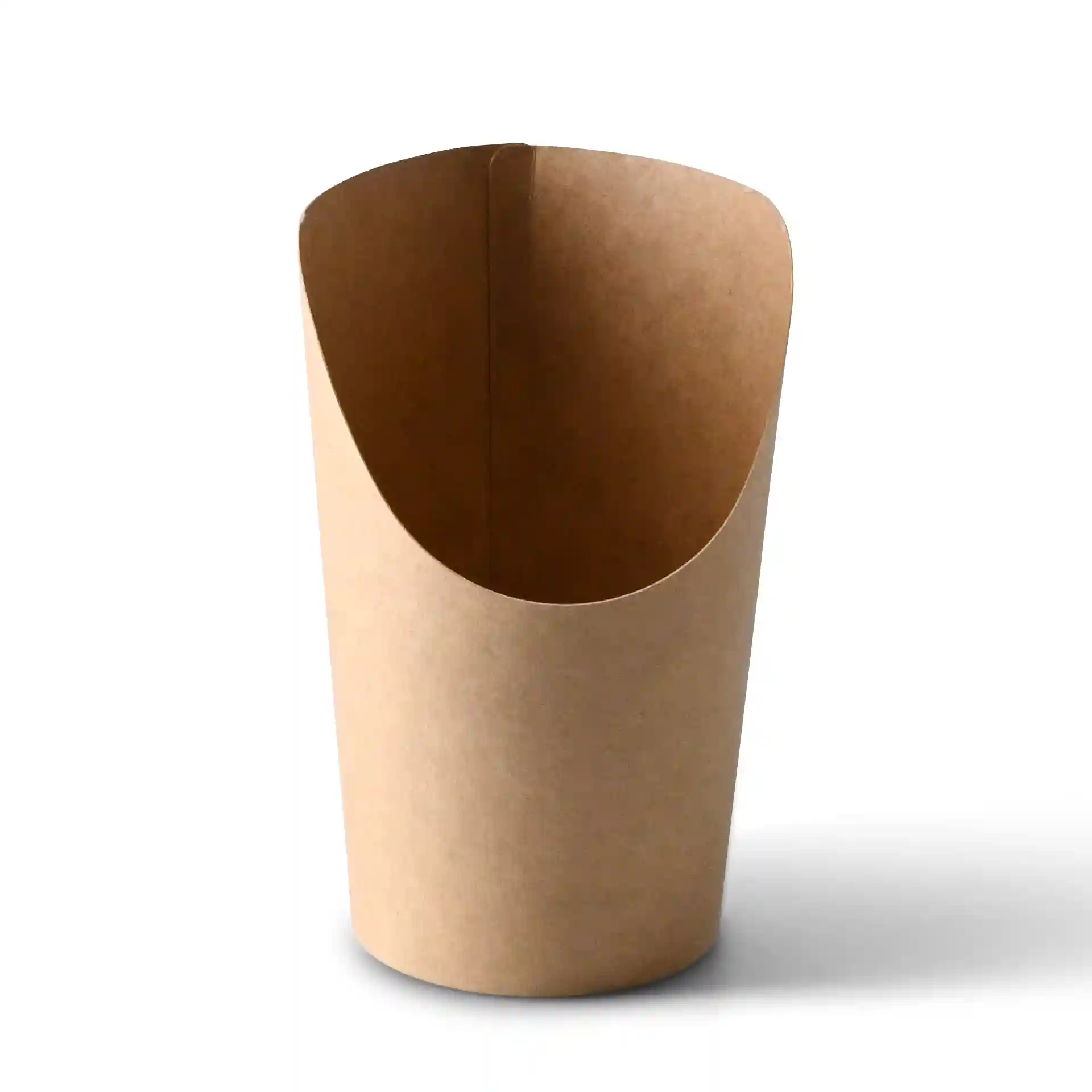 Brauner Becher aus Karton mit umweltfreundlicher Beschichtung, 300 ml Fassungsvermögen, tiefes Design.