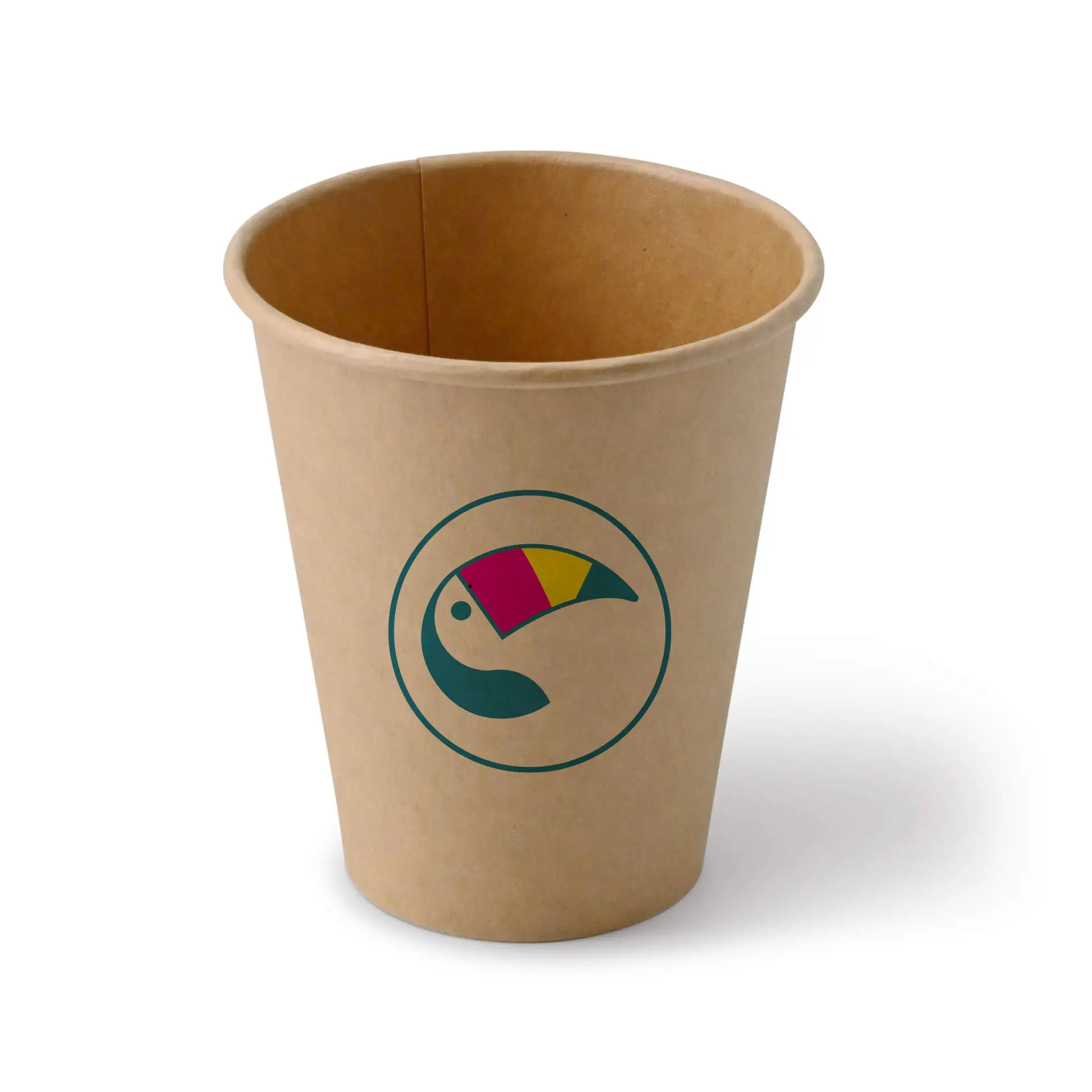 Paper cups with logo (single-wall), 250 ml / 10 oz, brown, PLA coated