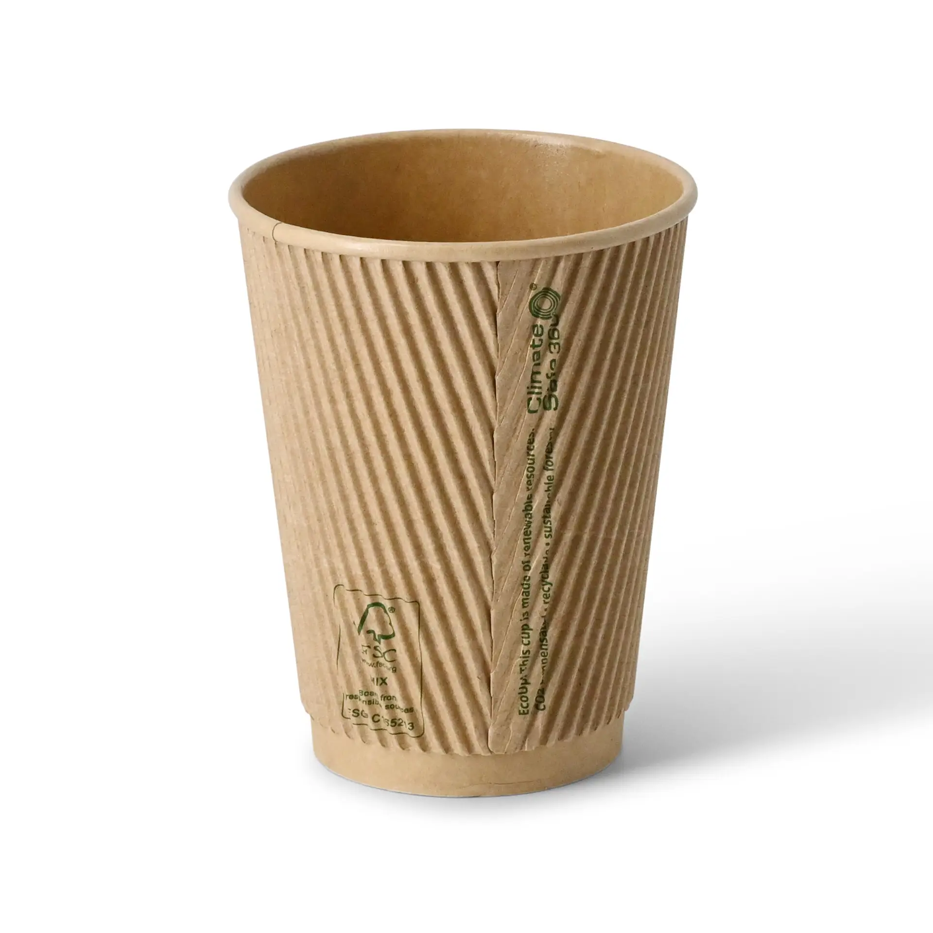 12 oz Takeaway coffee cups / Ripple cups, Ø 90 mm, kraft dhd048531-riffelbecher-kaffee-to-go-becher-300-ml-12-oz-90-mm-braun-2