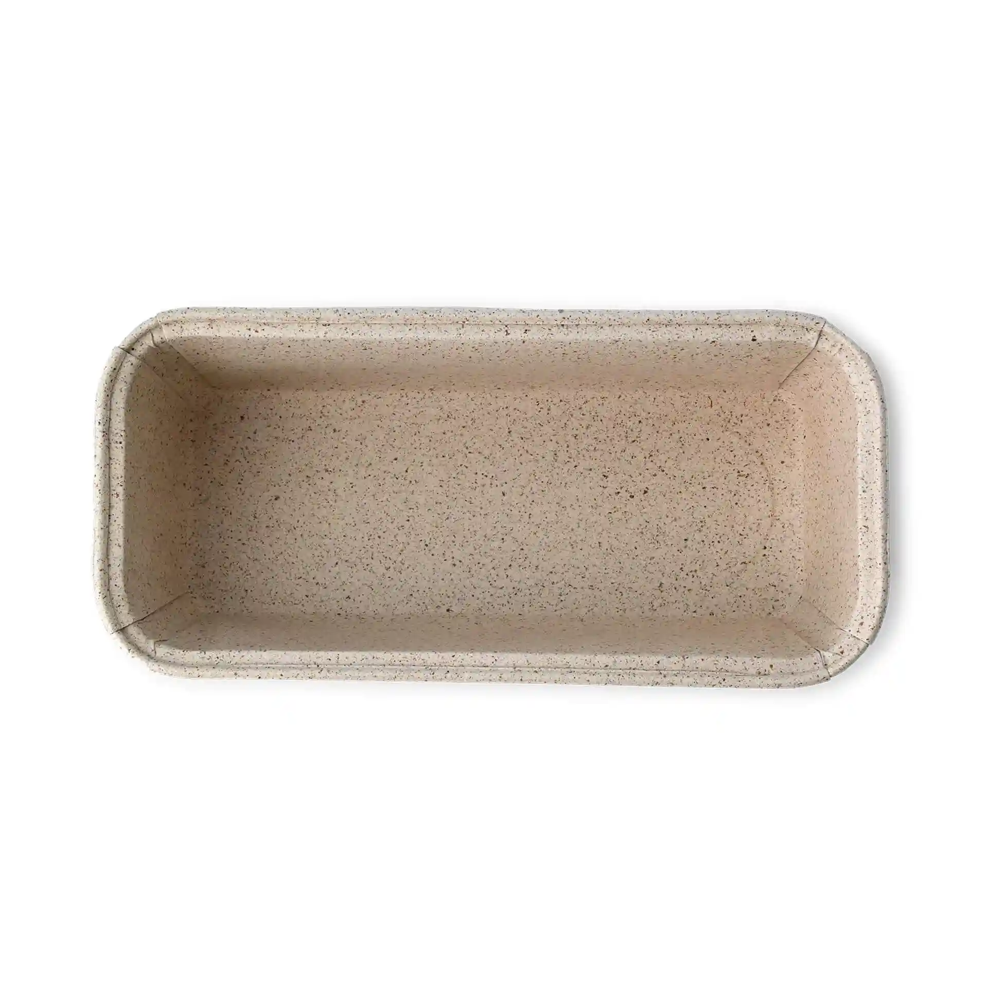Rectangular baking mould made from brown cocoa paper, measuring 20 × 7 × 6 cm, with a smooth interior.