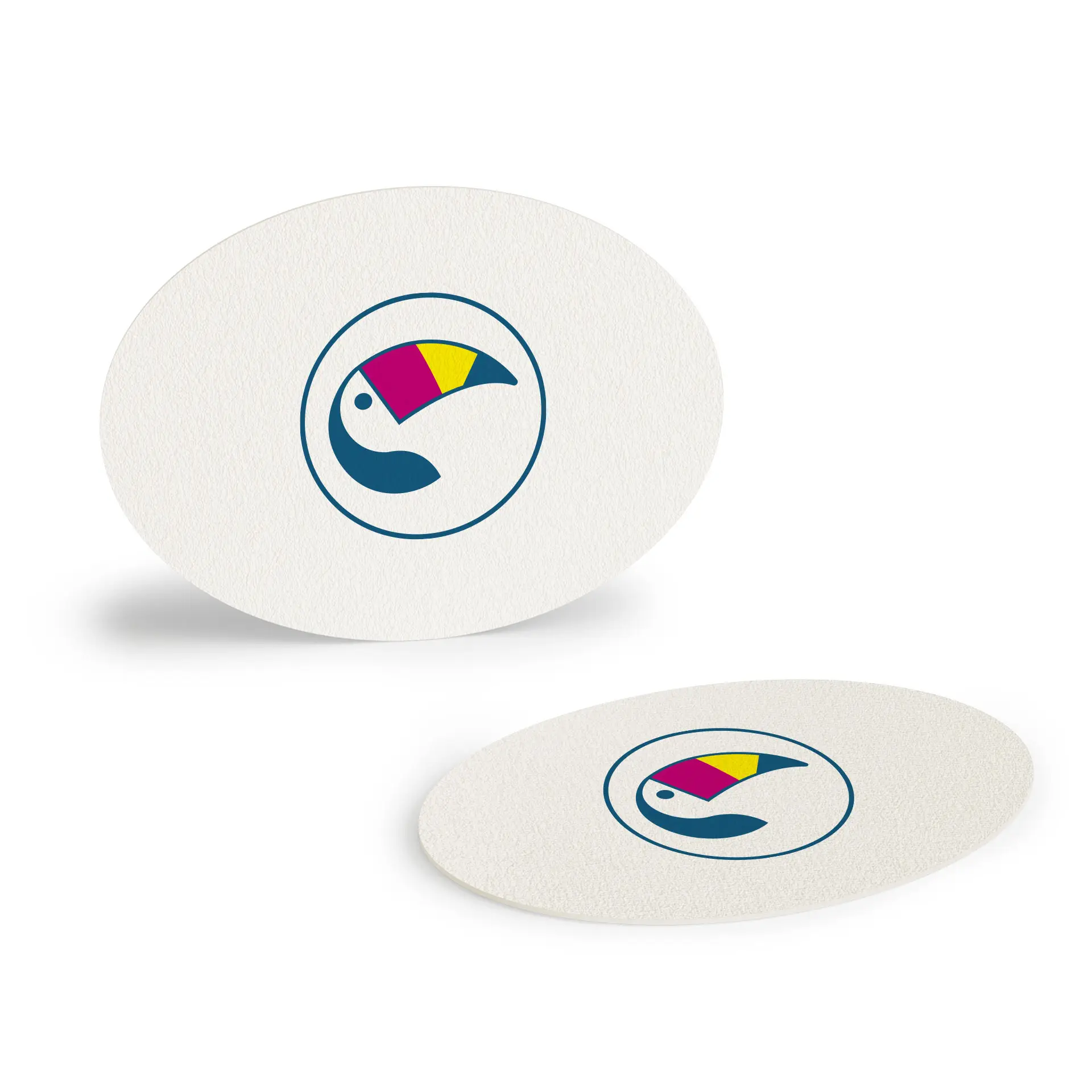 Bedruckte Bierdeckel / Untersetzer für Gläser, 12,5 x 9,5 cm, oval