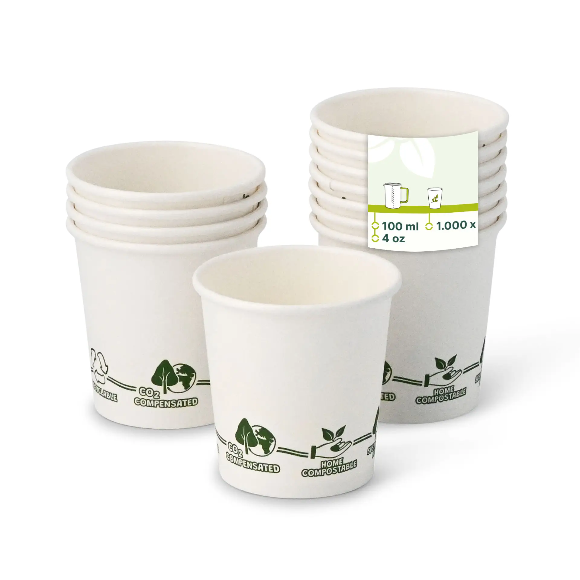 4 oz Paper cups single wall, Ø 62 mm, "EcoUp©"- icons