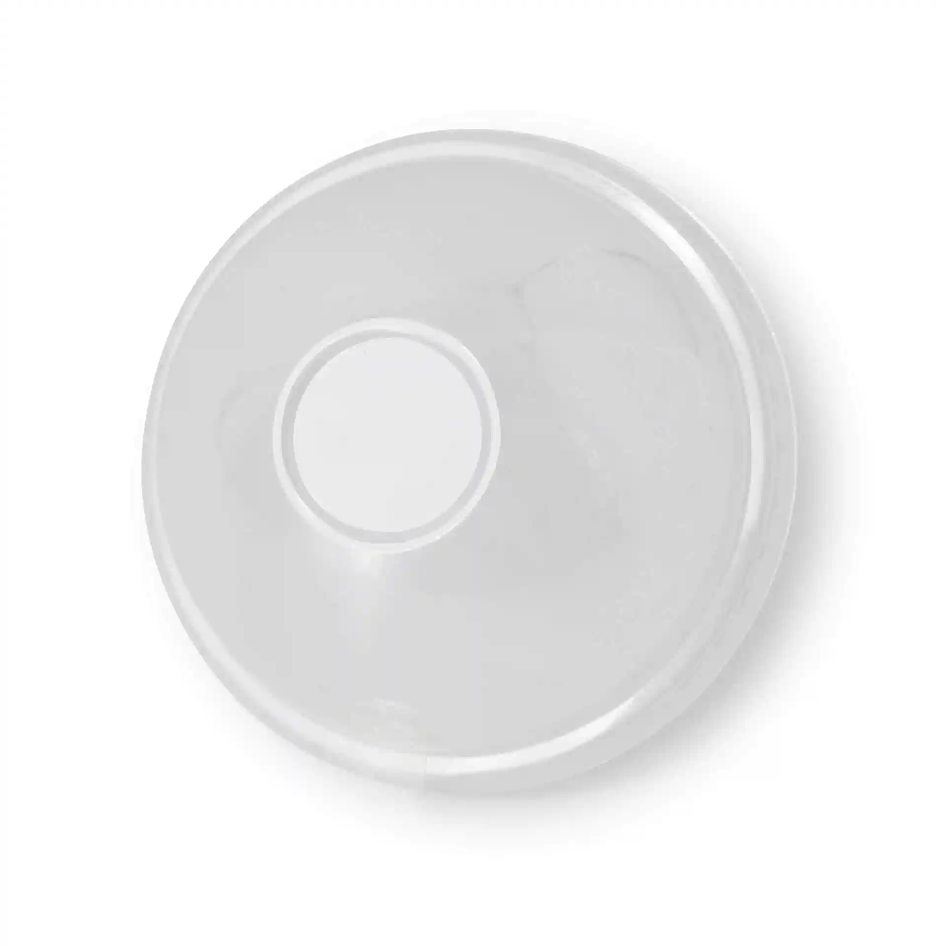 Klare runde Kuppel mit zentralem Loch, entworfen für Becher, Durchmesser 94 mm.