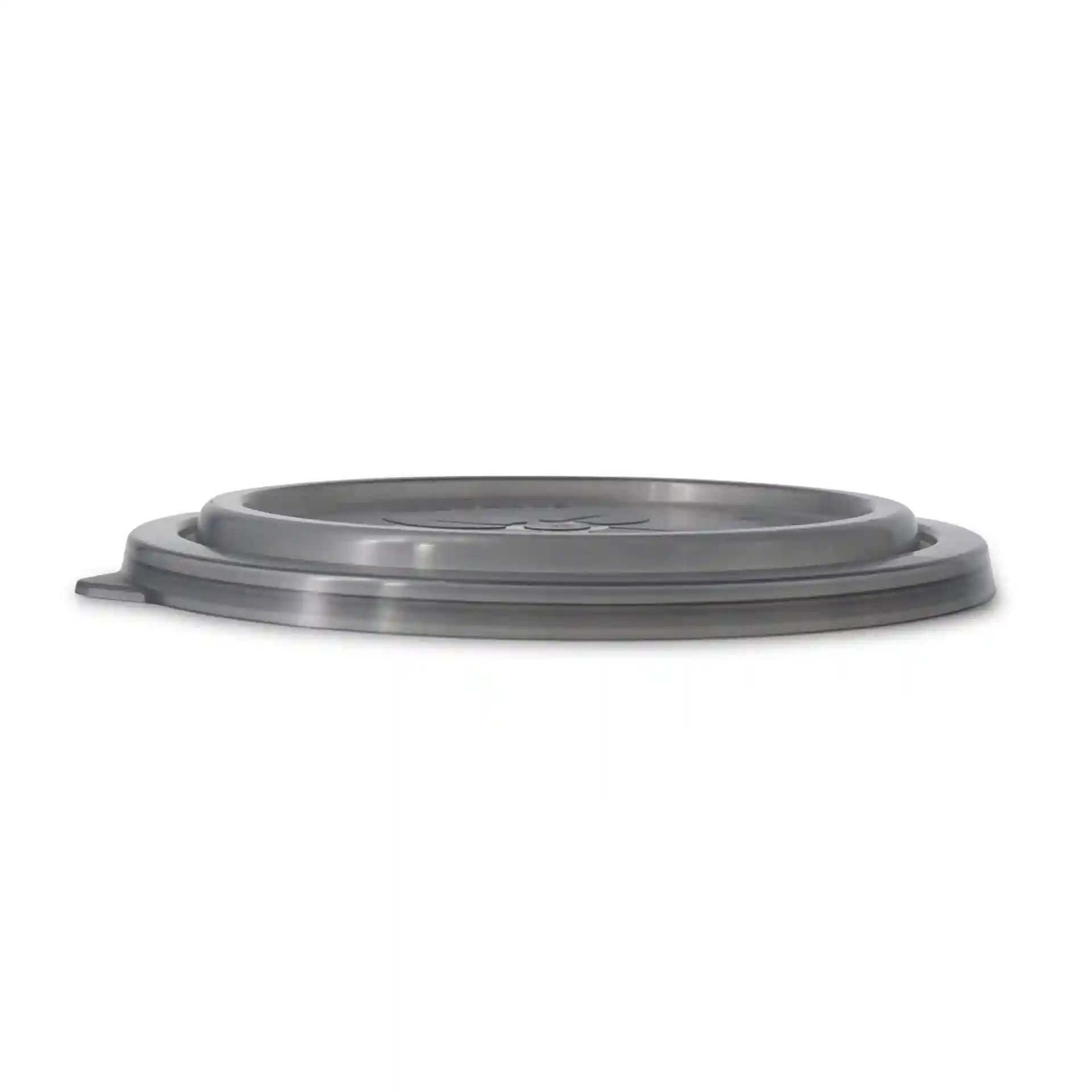 Grau wiederverwendbarer Deckel für Merways-Schüssel, runde Form mit einem Durchmesser von 185 mm und einer Höhe von 16 mm.