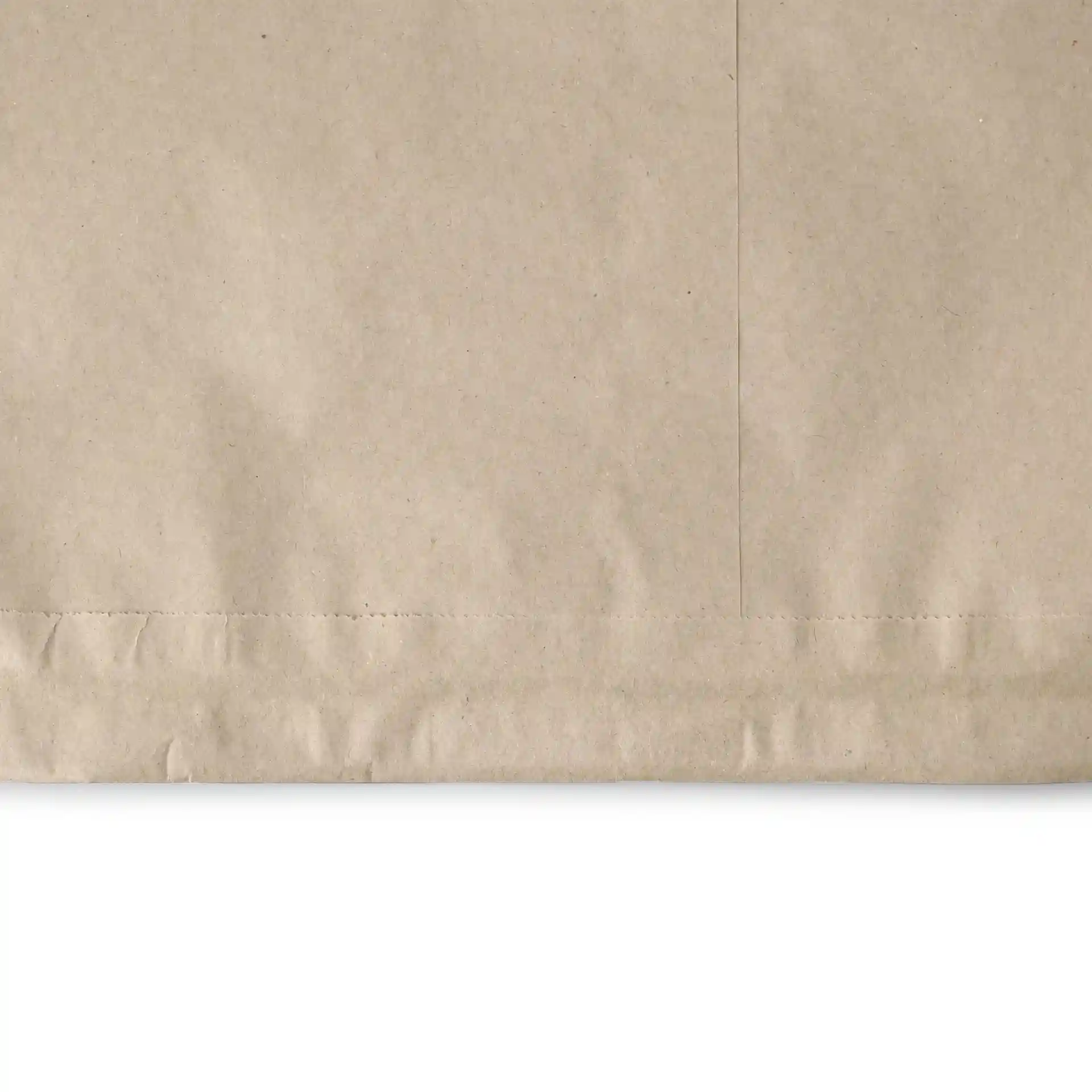 Brown kraft paper flat bag with a stitched seam at the bottom, measuring 24.5 x 25 cm.
