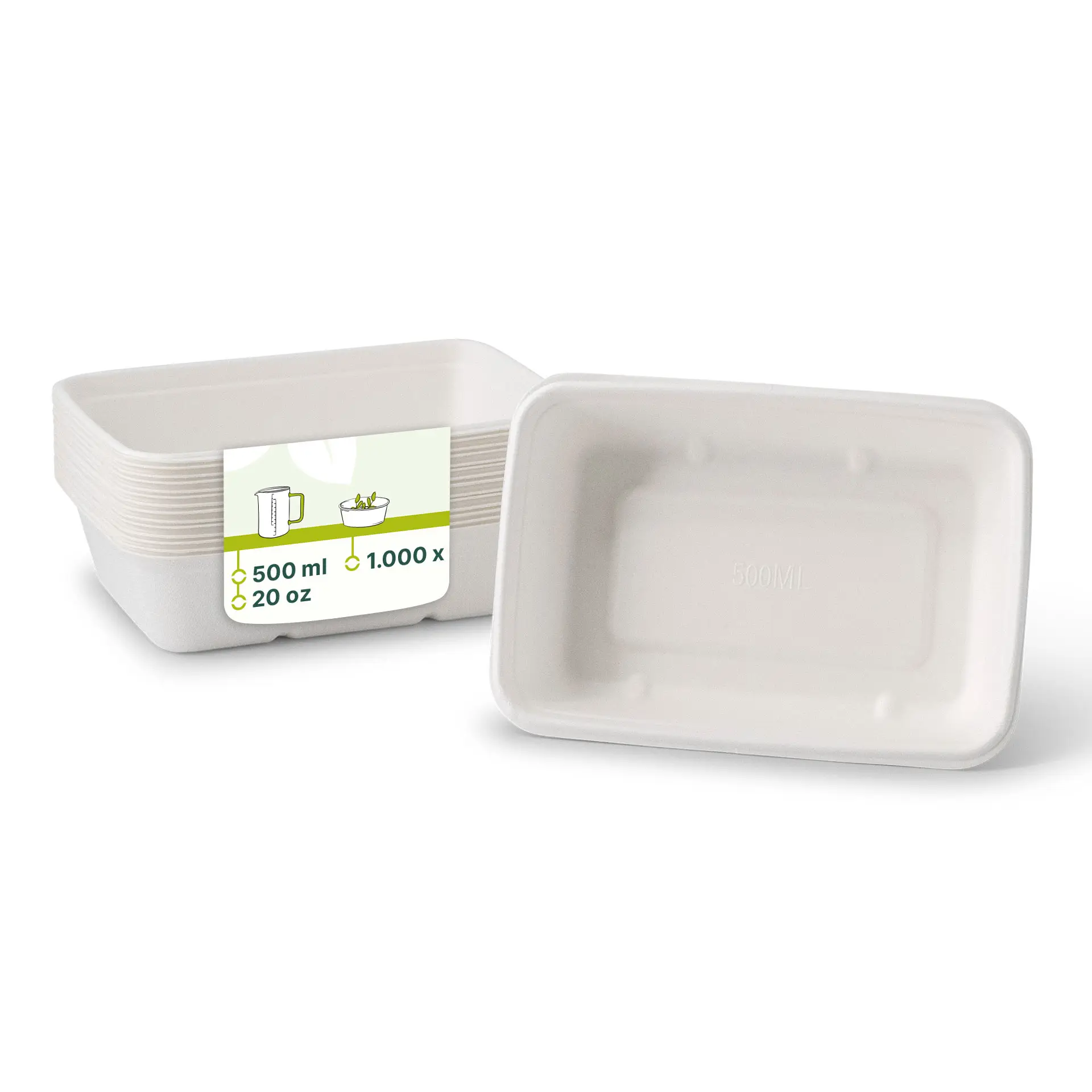 Zuckerrohr Schalen 17 x 12 x 5 cm, 500 ml, rechteckig Zuckerrohr Schalen 17 x 12 x 5 cm, 500 ml, rechteckig