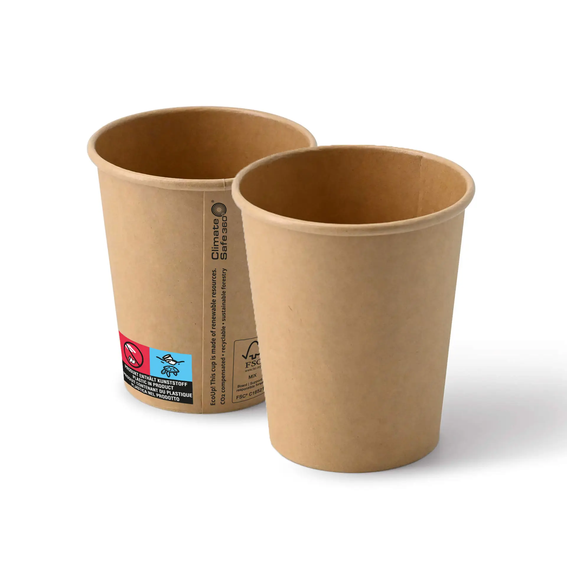 8 oz Paper cups (coated), Ø 80 mm, brown