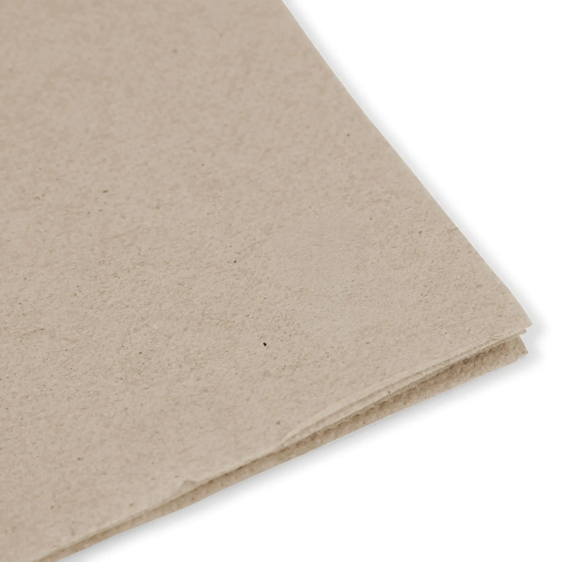 Image of unbleached, square, 2-ply recycled paper napkins with a logo and text indicating recycled content.