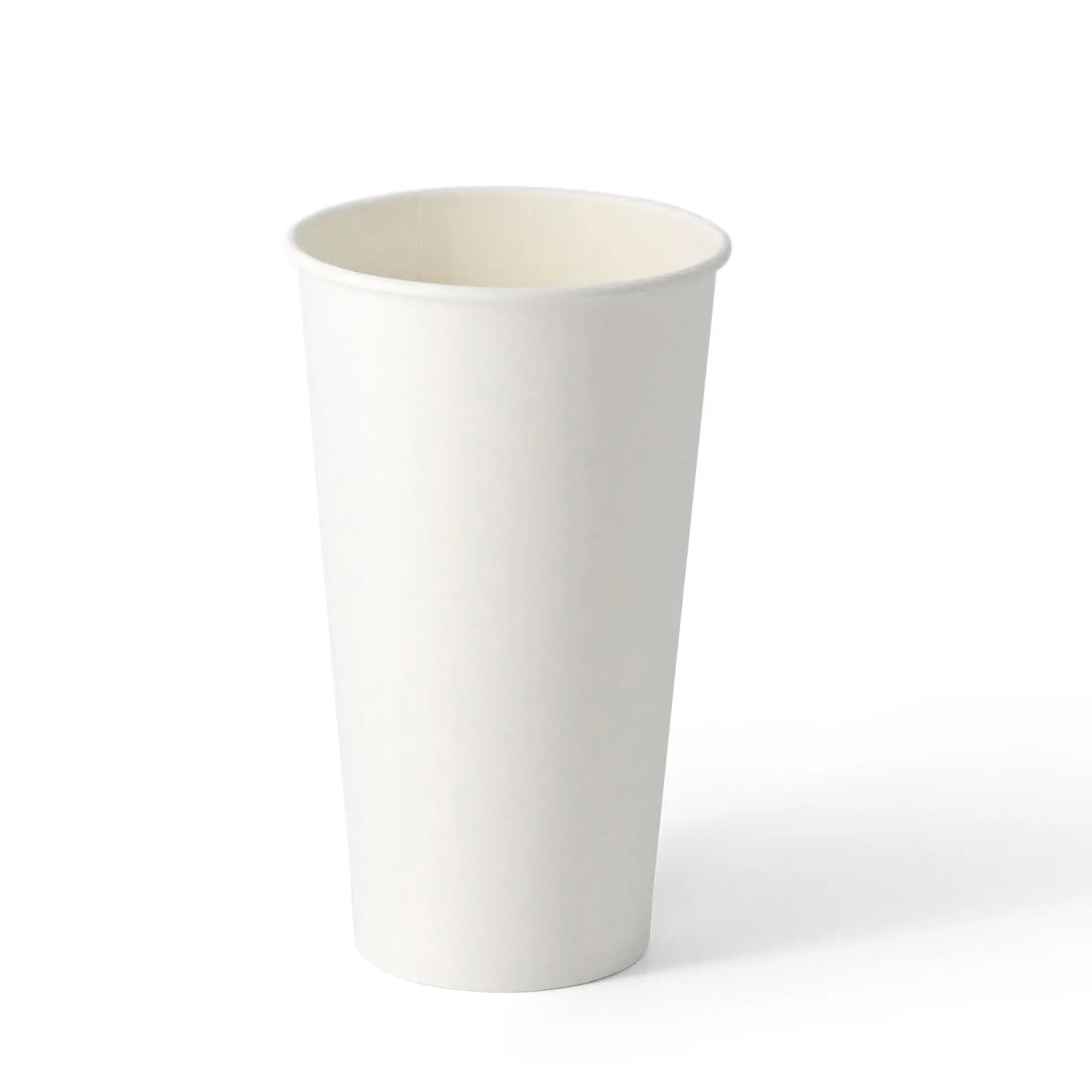 White single-wall paper cup, 500 ml capacity, PLA-coated, suitable for hot and cold drinks.