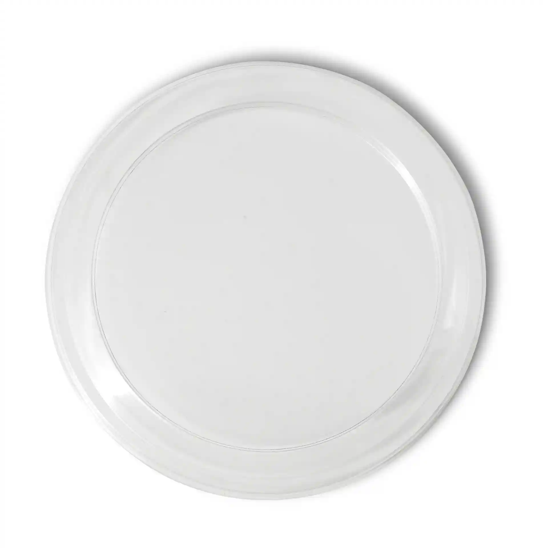 Transparenter rPET-Deckel mit einem Durchmesser von 123 mm und einer Höhe von 12 mm.