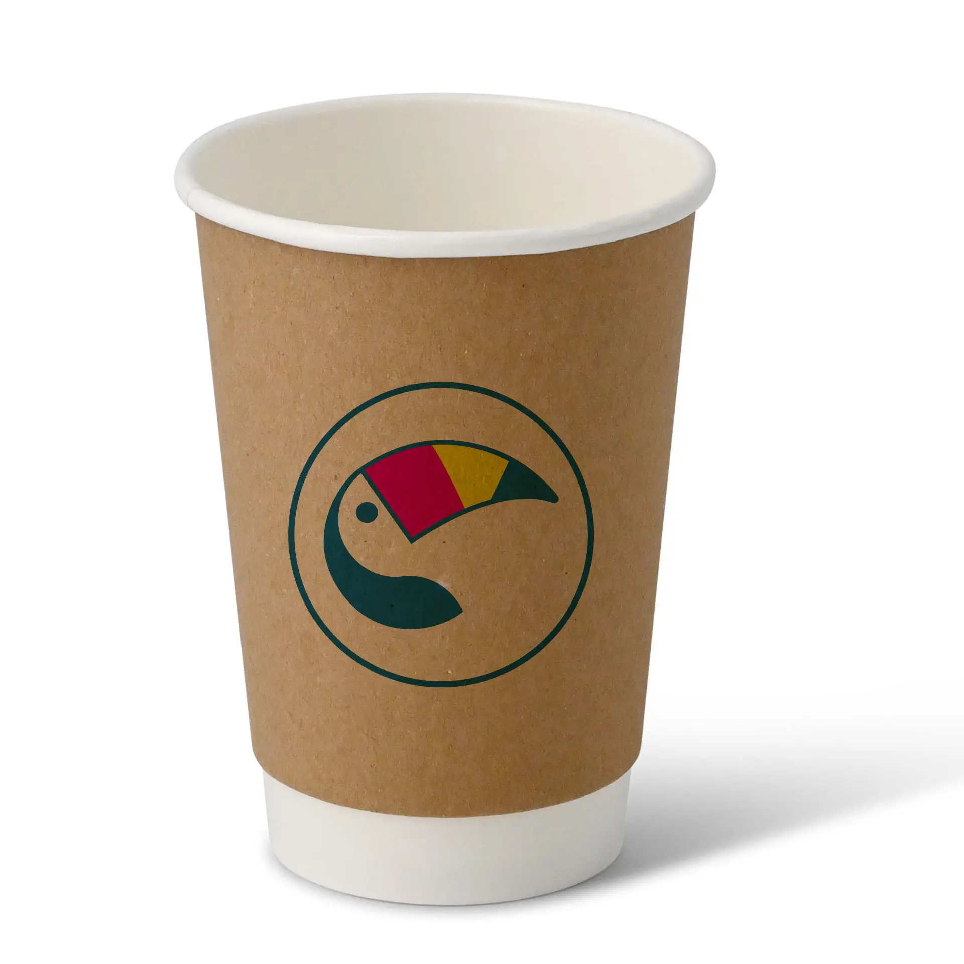 Custom Printed Paper Cups (Double-Walled) 400 ml / 16 oz, double-walled, brown / white, matt, PLA coating