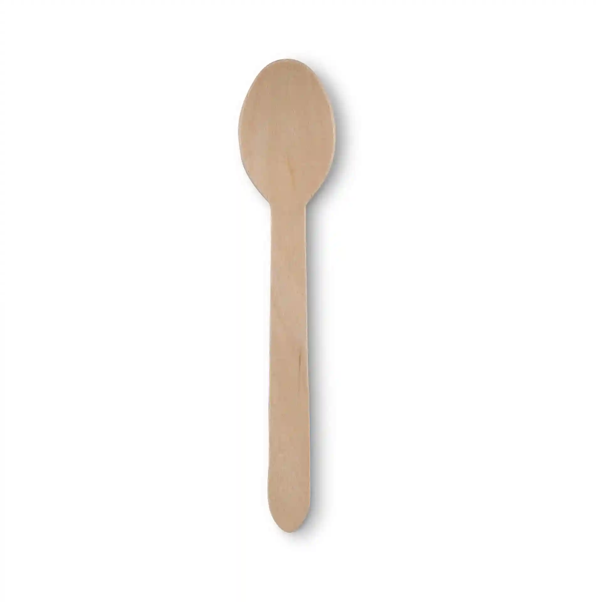 Wooden spoon with a length of 16 cm, made of brown wood with a bio-coated finish.