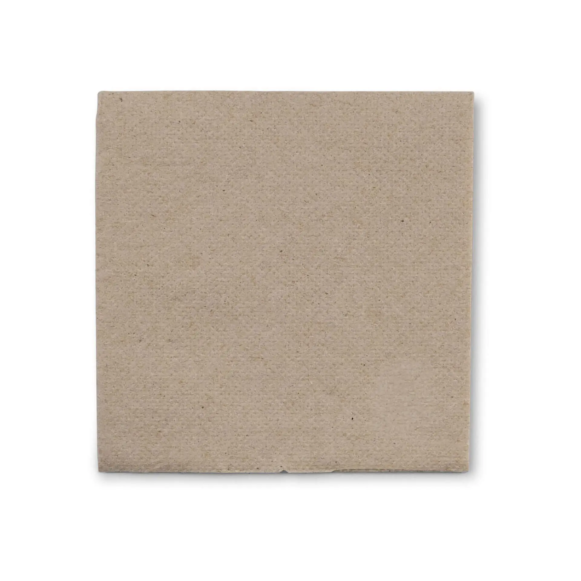 Square unbleached paper napkin, 20 x 20 cm, with a symbol indicating it is made from recycled material.