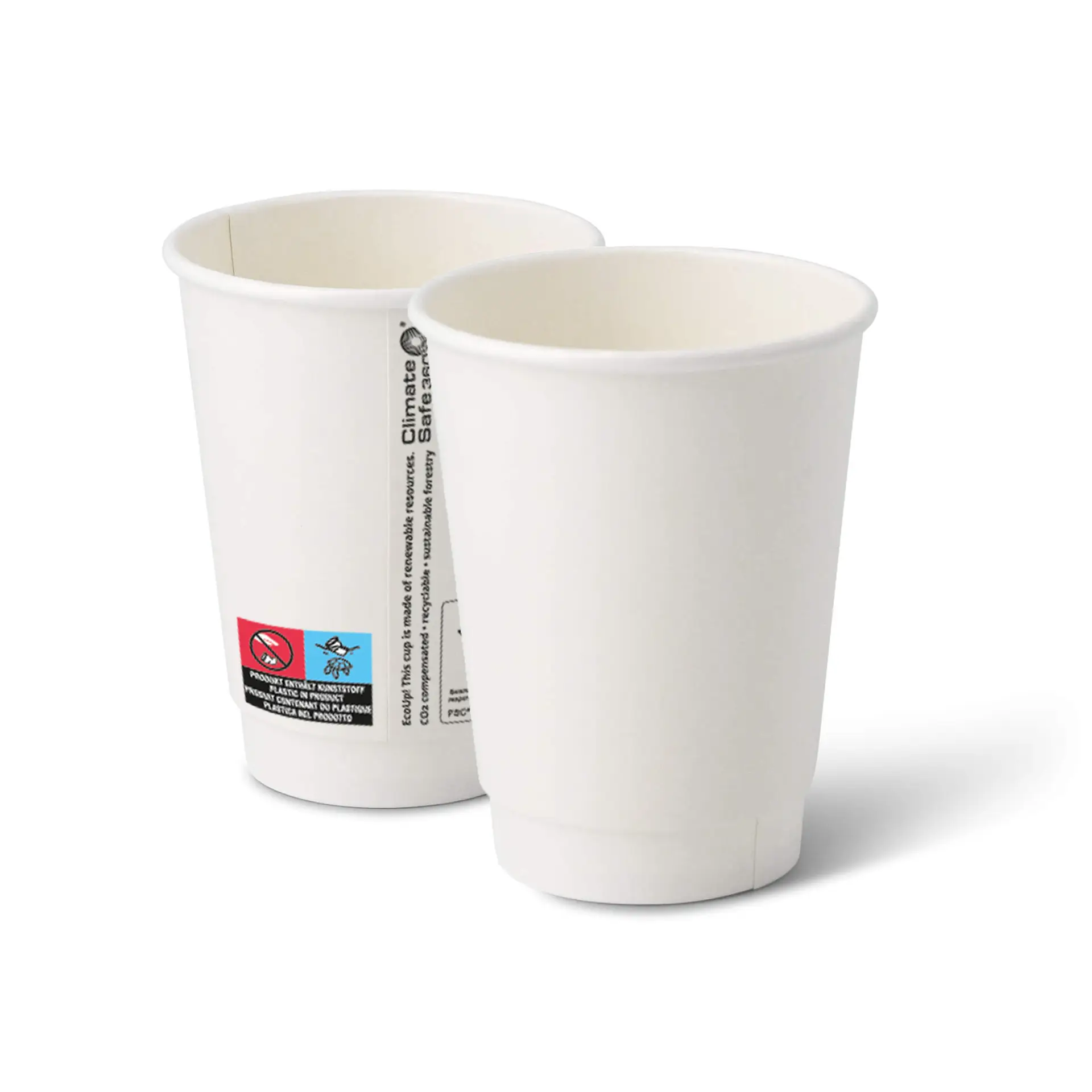 12 oz Take away coffee cups (coated), double-walled, Ø 90 mm, white