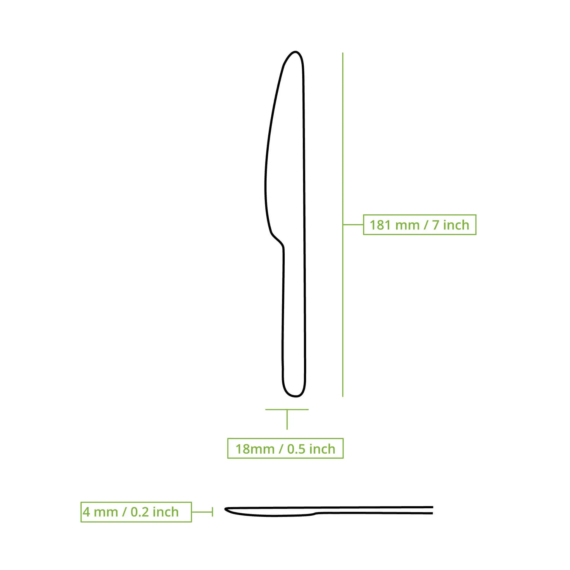 Mehrweg Messer "merways Cutlery" 18 cm, natur Mehrweg Messer "merways Cutlery" 18 cm, natur