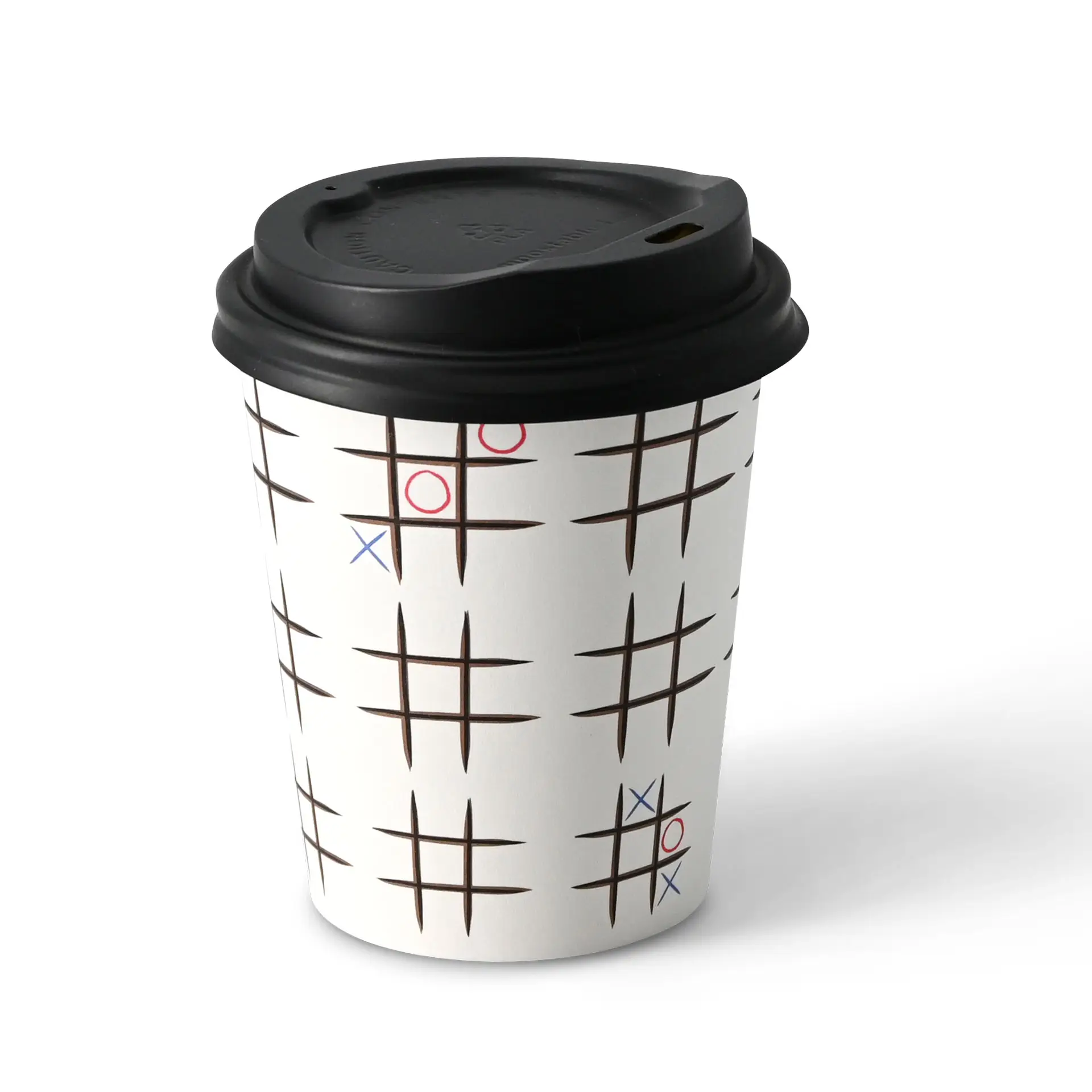 Pappbecher bedruckt "Tic Tac Toe" 200 ml / 8 oz, Ø 80 mm, weiß Pappbecher bedruckt "Tic Tac Toe" 200 ml / 8 oz, Ø 80 mm, weiß