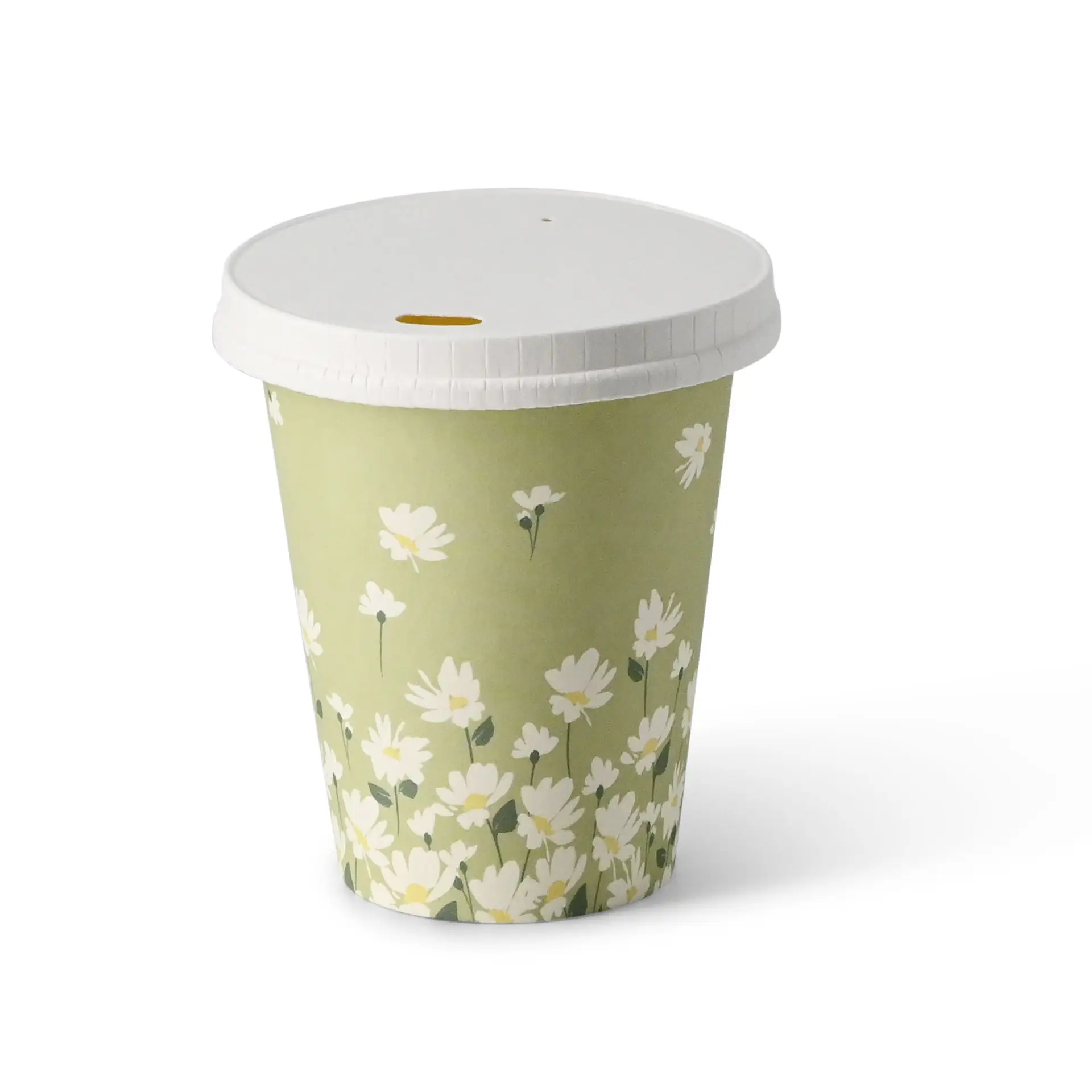 Pappbecher Frühling "Gänseblümchen" 200 ml / 8 oz, Ø 80 mm, grün