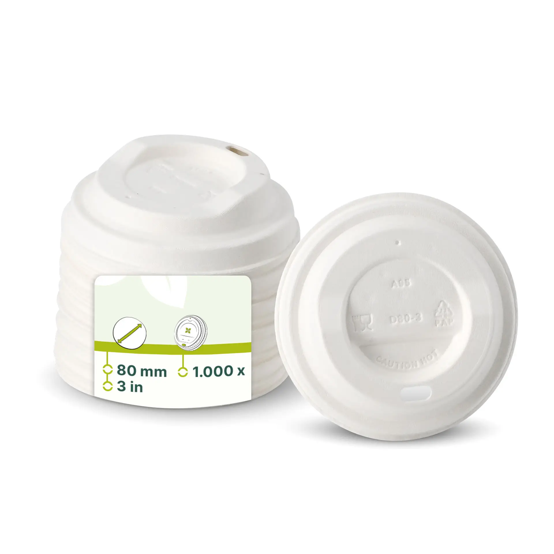 Paper lids Ø 80 mm, white, drinking opening Paper lids Ø 80 mm, white, drinking opening