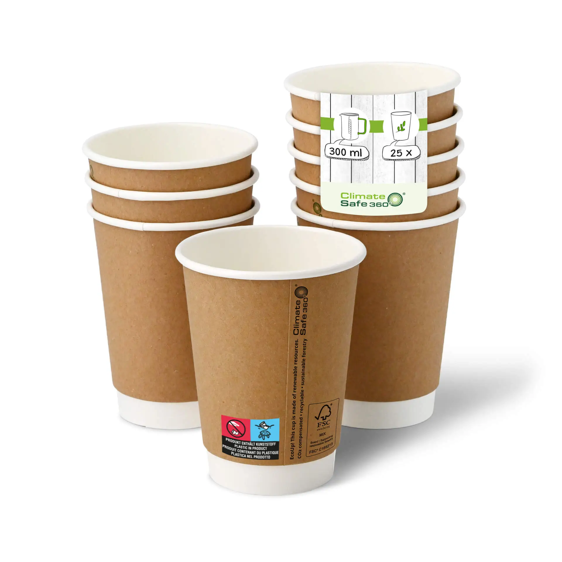 12 oz Take away coffee cups (coated), double-walled, Ø 90 mm, brown, inner white con10003-01-1-coffee-to-go-becher-aus-pappe-beschichtet-doppelwandig-300-ml-12-oz-90-mm-braun-innen-weiss