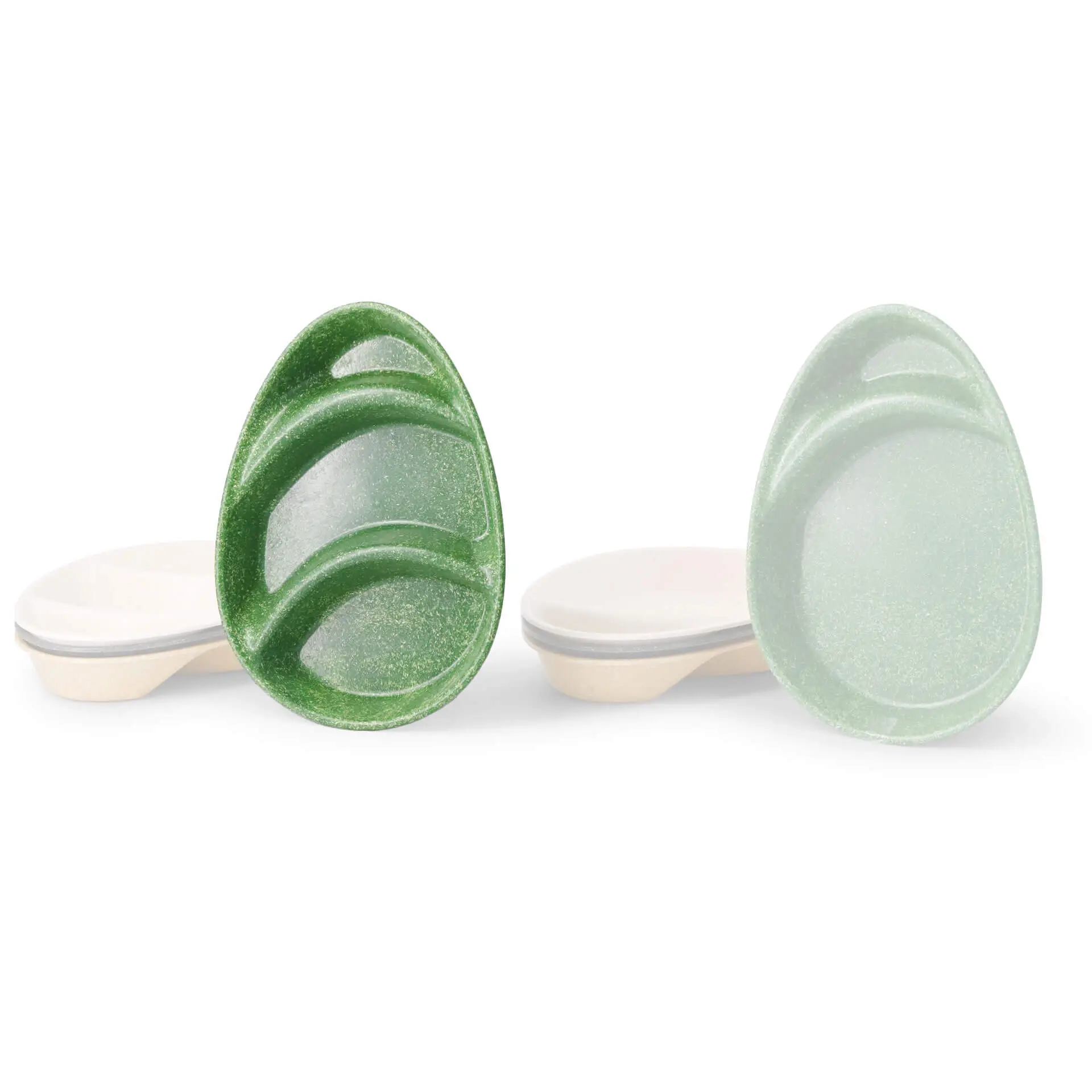 | 2 FOR 1 | Reusable menu-plates "merways Plate" 27,5 x 20 x 3,5 cm, 3 compartments, tear drop, spinach / dark green