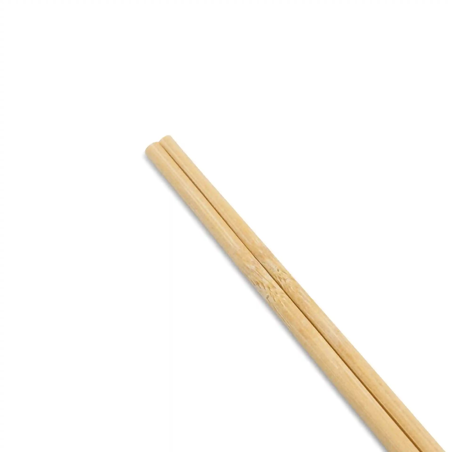 Bamboo chopsticks, 20 cm long, placed on a white background, with a paper case visible in the image.