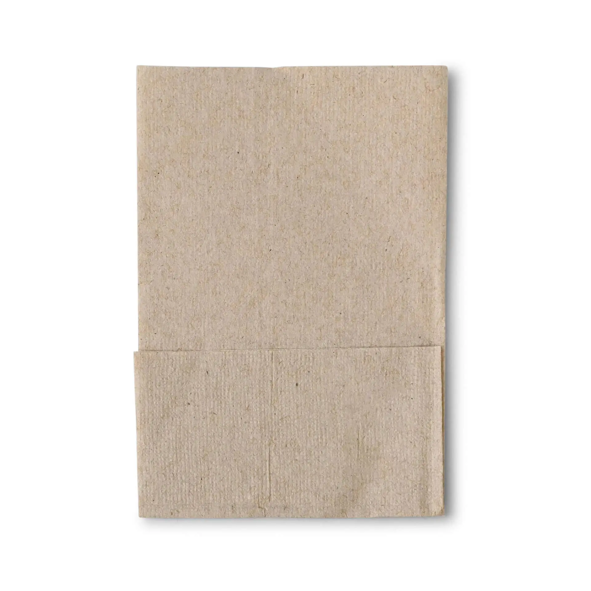 Rectangular unbleached napkin made of rPaper, measuring 12 x 8.5 cm, with a folded design.
